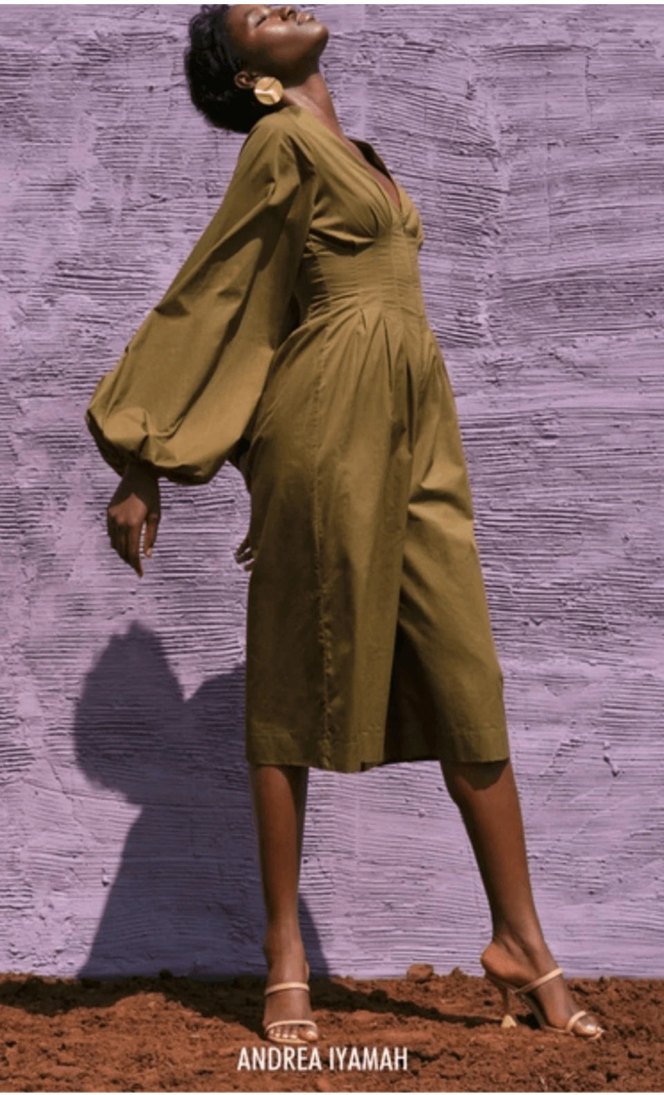 NEW Andrea Iyamah Olive Green Culotte Jumpsuit