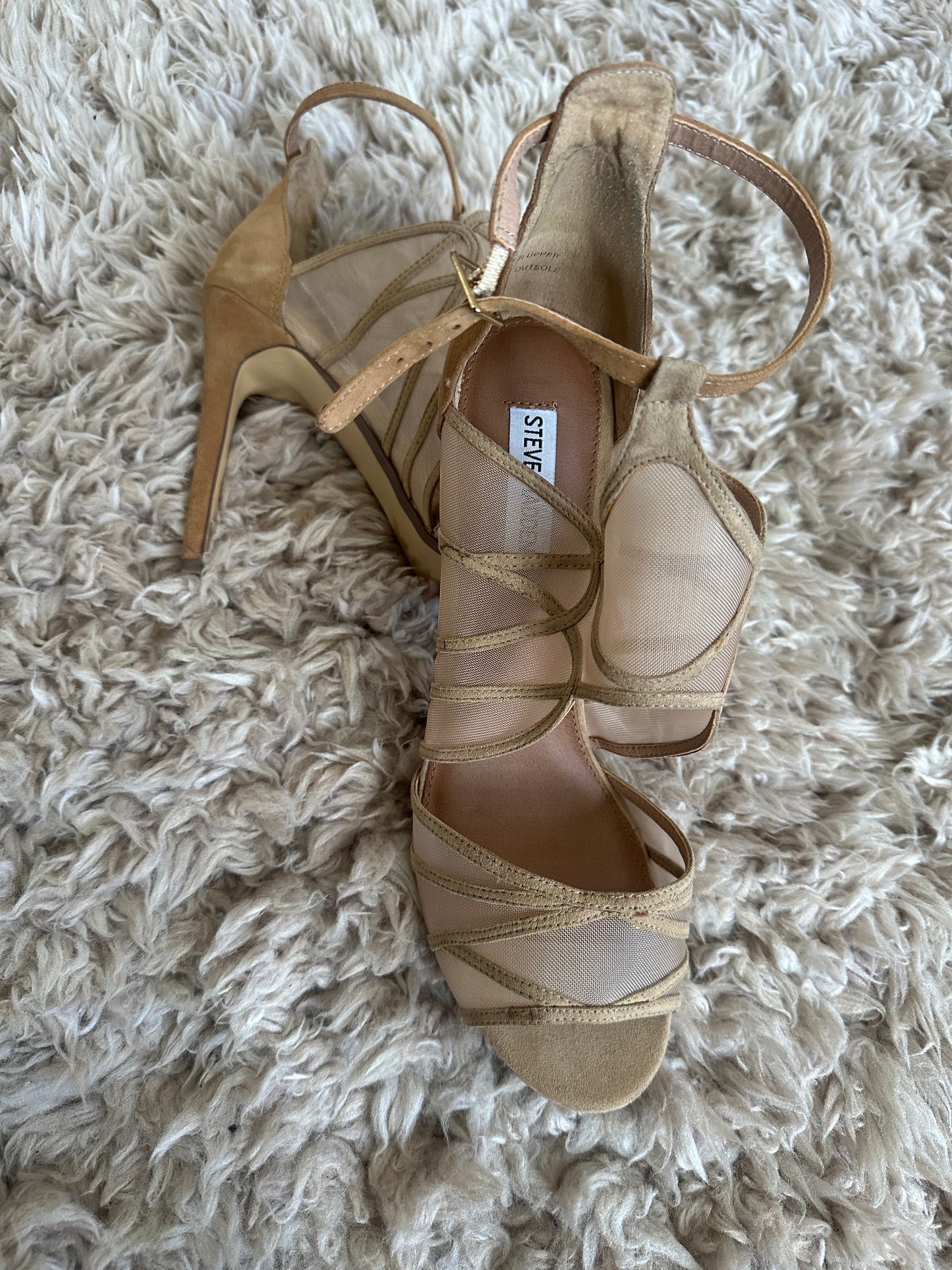 NEW Steve Madden Taupe mesh design 5” sandal sz 11