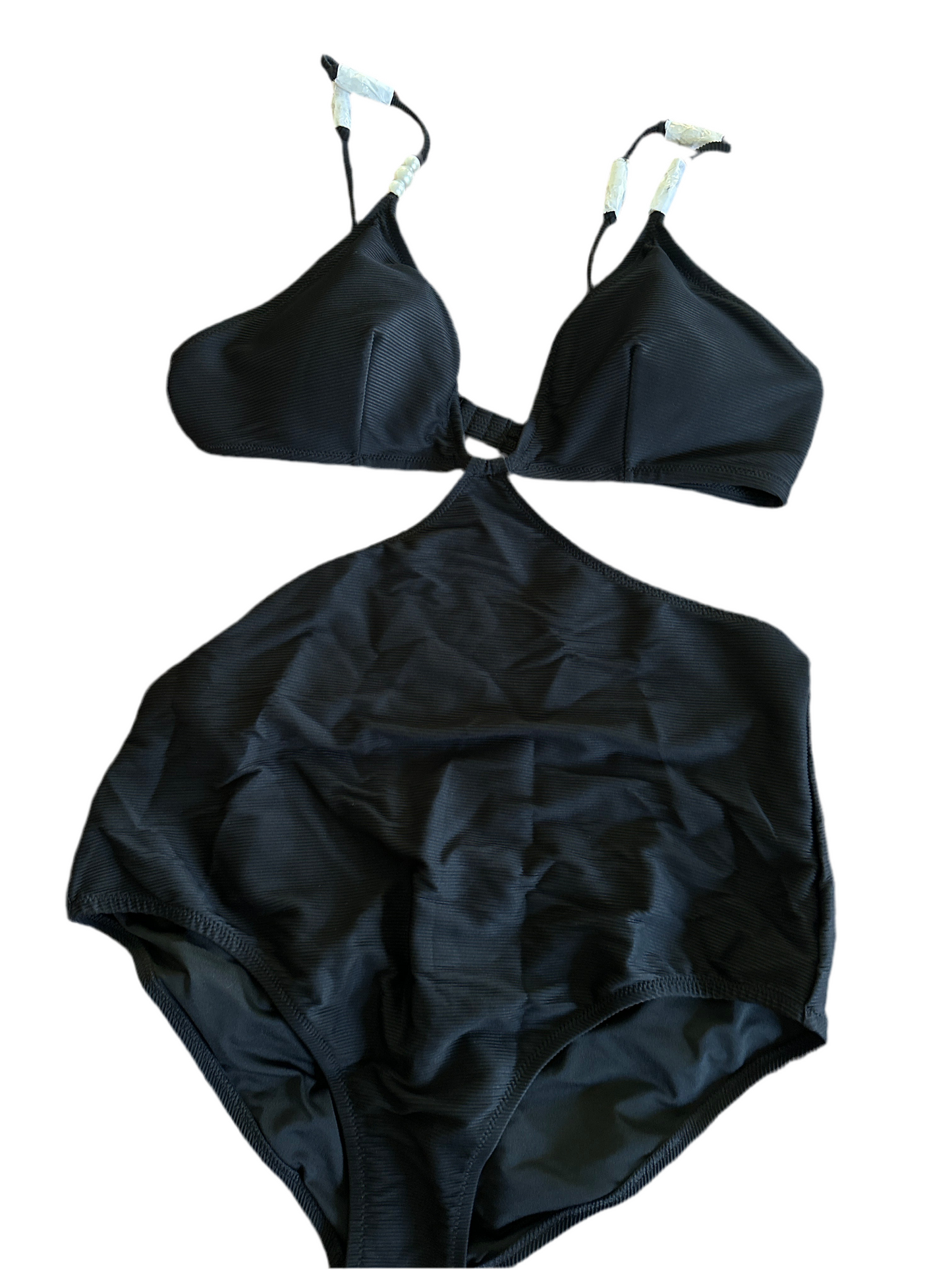 NEW J Crew black one piece bathing suit with pearls sz 14