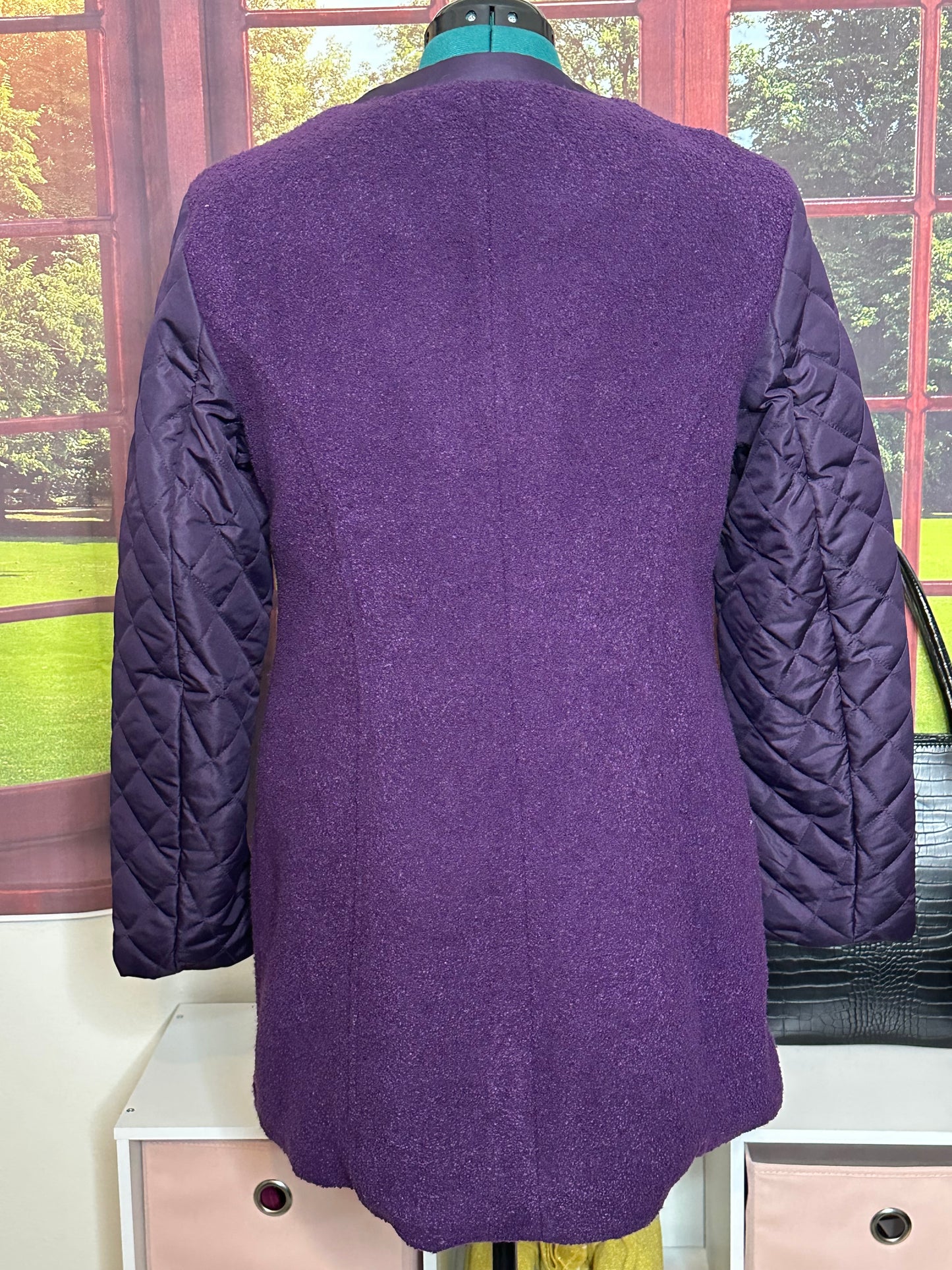 Preloved Apt 9 Eggplant Coat quilted arms sz L