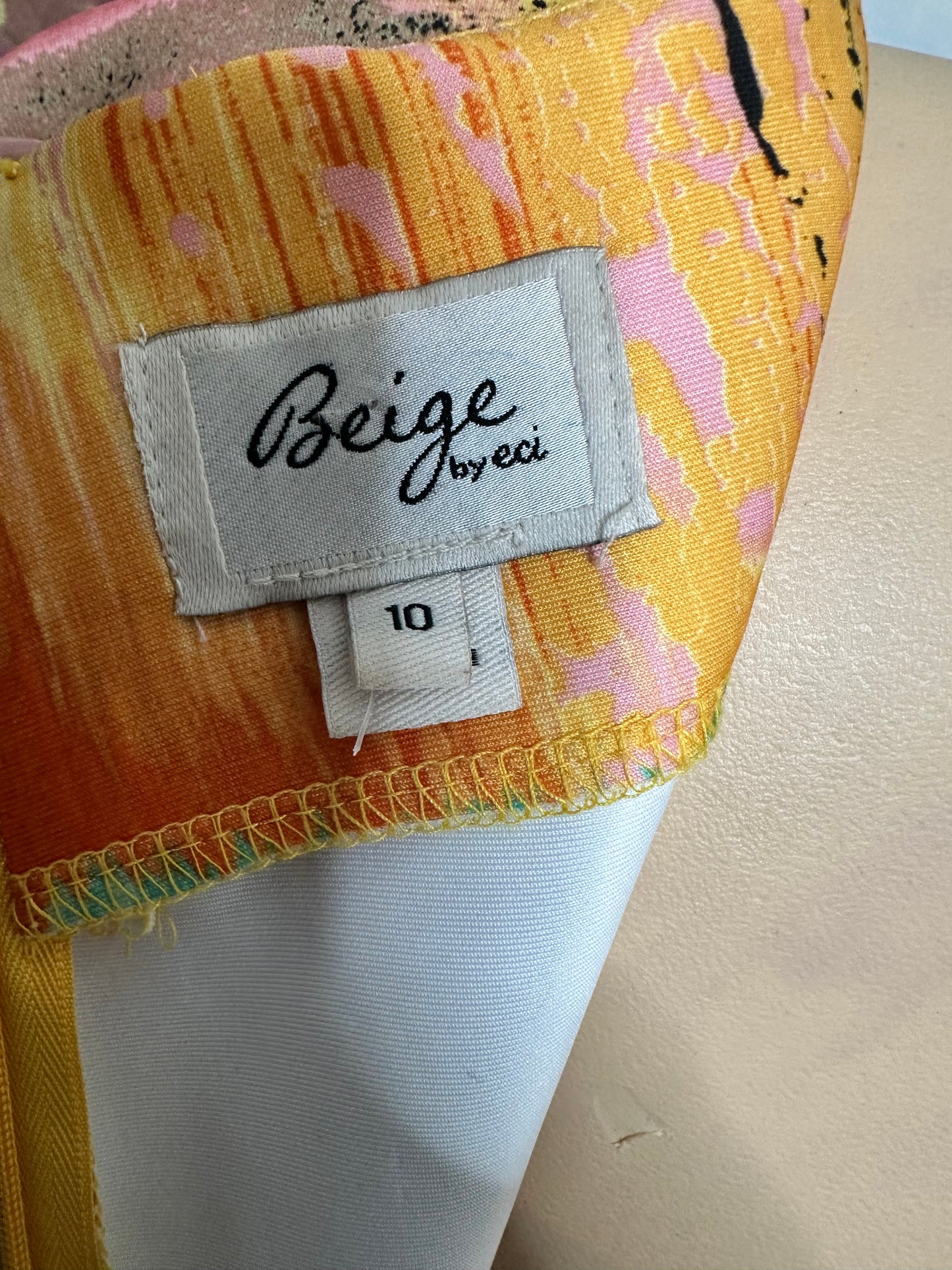 Preloved Beige by ECI Multicolor Scuba Sheath Dress Sz 10