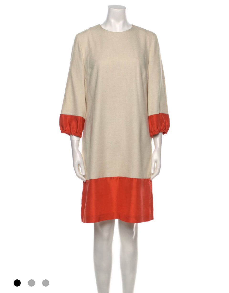 Tory Burch ivory/orange sheath dress sz 12