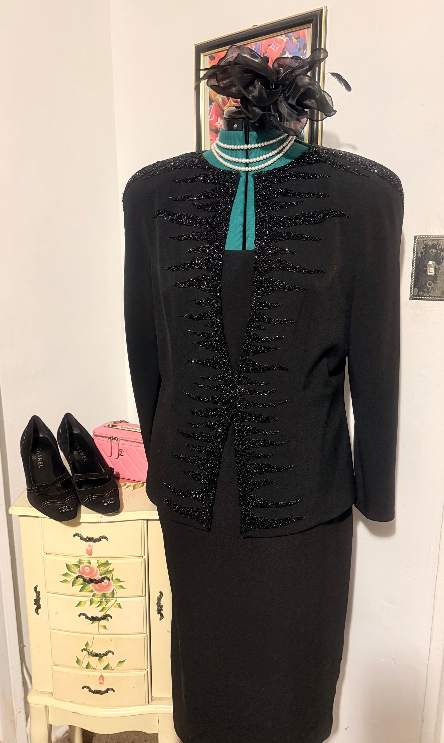 Day Mor Couture Sequins black top 2 pc Sz 16