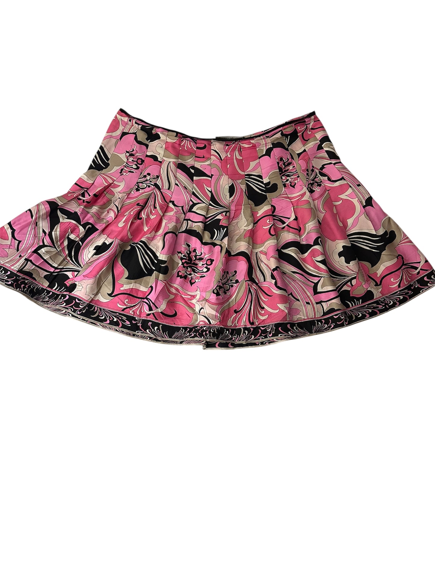 Elie Tahari 100% silk pink floral skirt sz 14