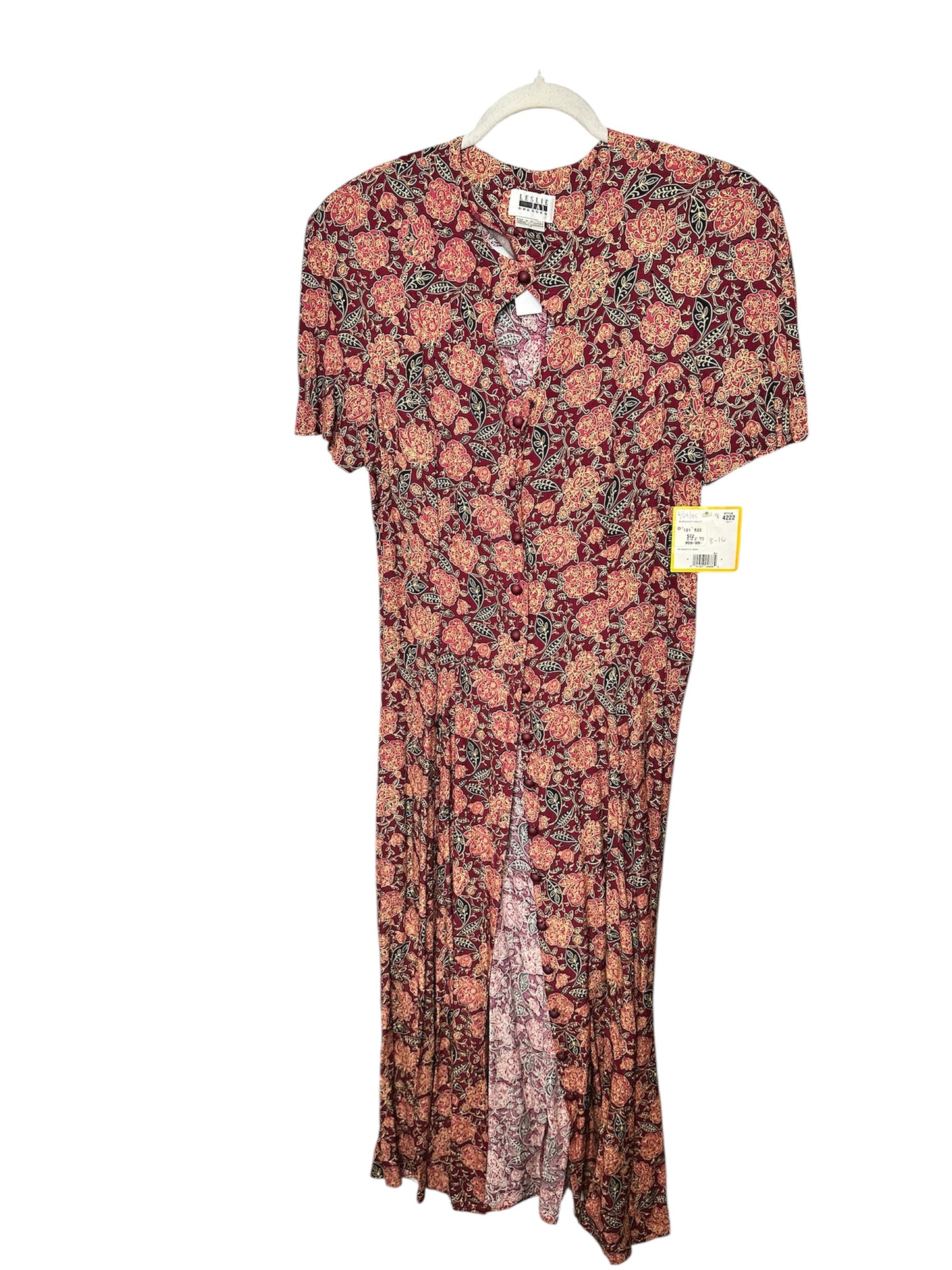 Vintage 1990’s Leslie Fay red floral dress deadstock sz 14