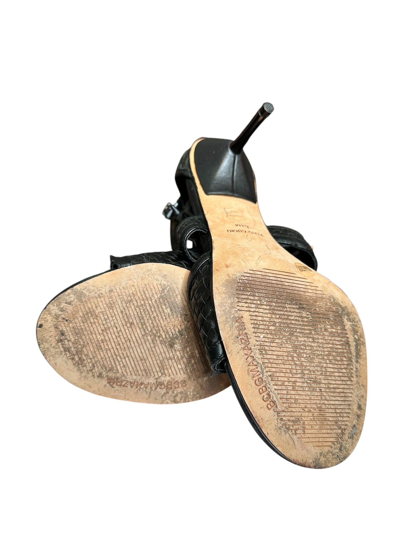 BCBGMaxaria Black leather Stiletto sandals Spikes Sz 6.5