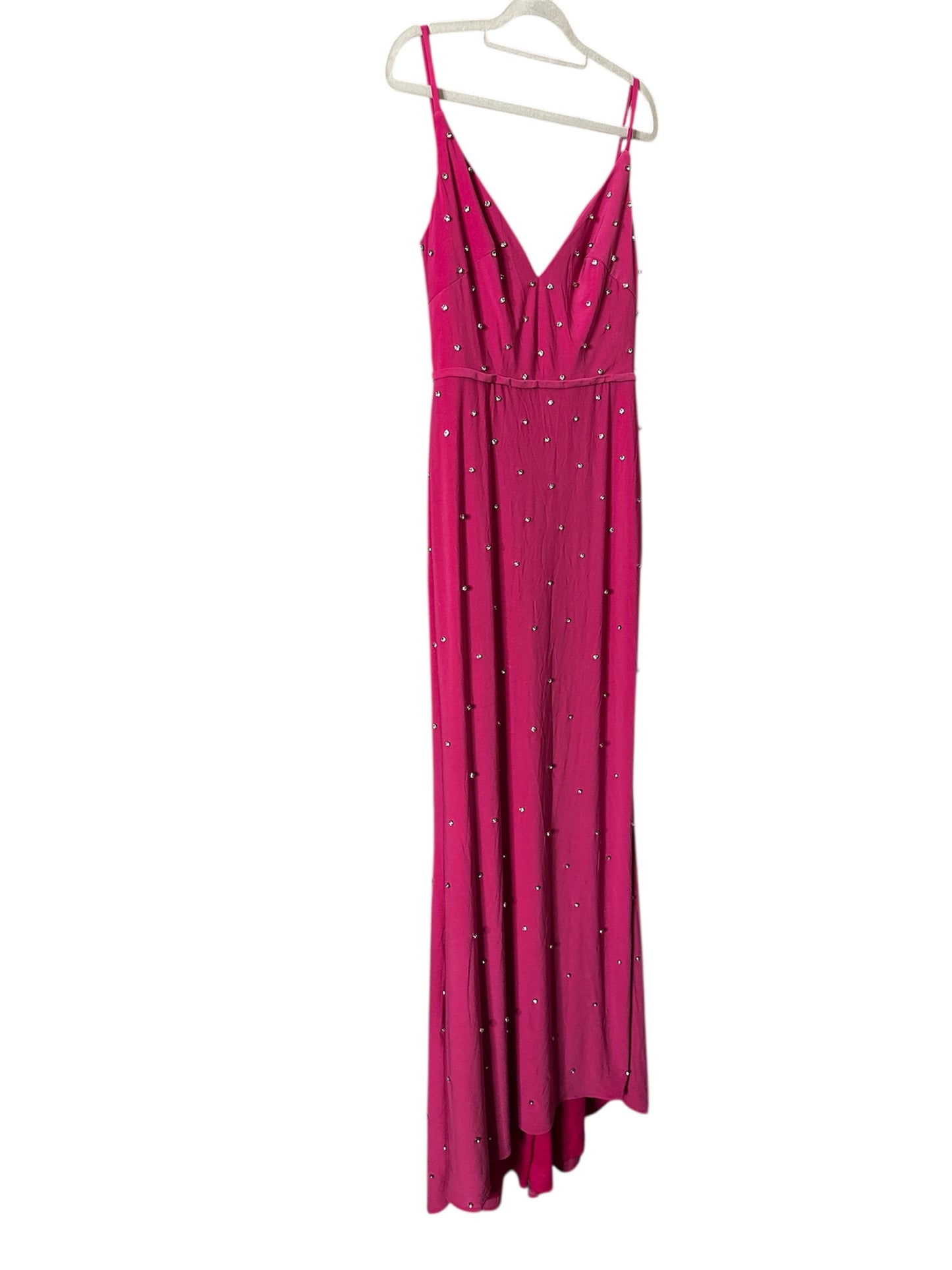 NWT Mac Duggal Pink rhinestone embellished sleeveless V-neck gown, size 4