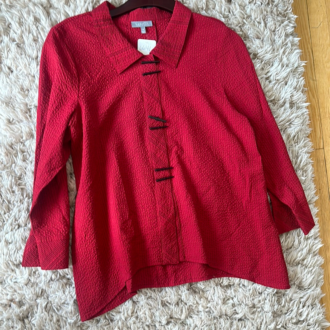 808 HABITAT RED/BLK BLOUSE SZ M