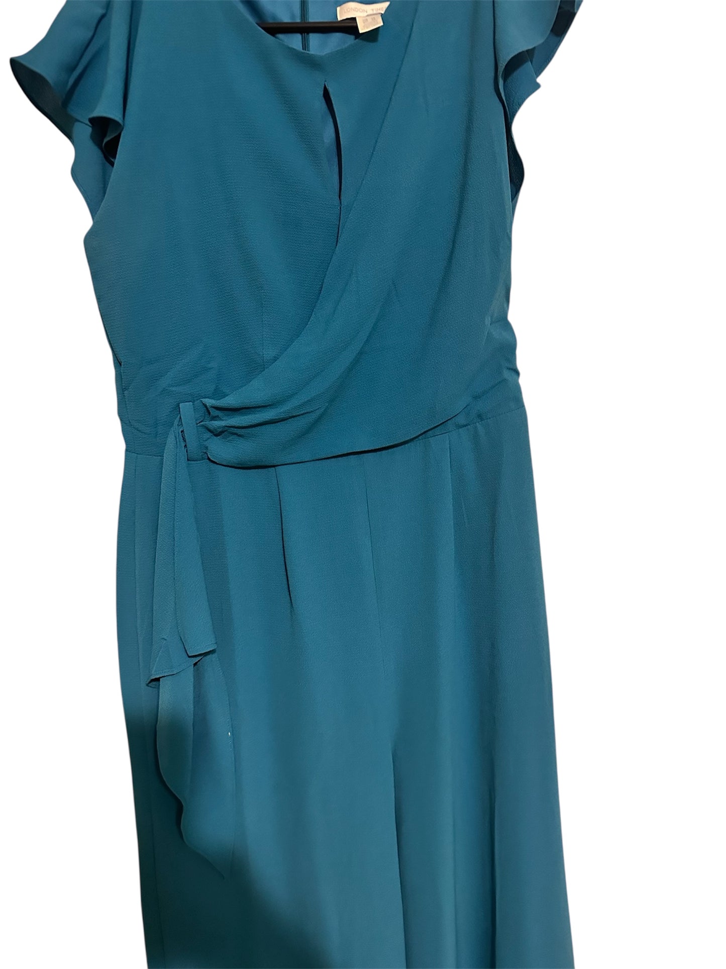 London Times Preloved Teal Blue Jumpsuit Sz 10