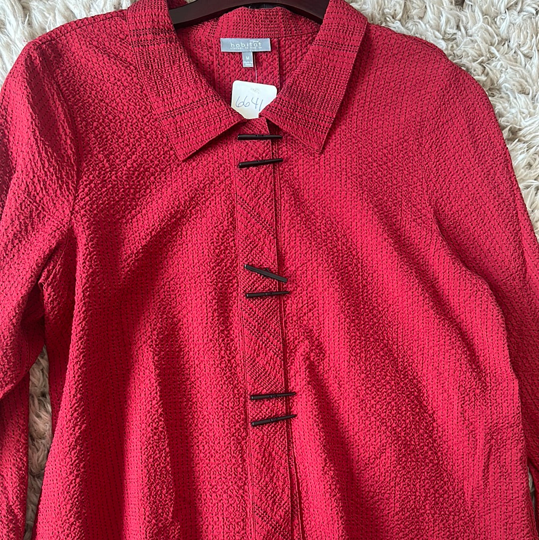 808 HABITAT RED/BLK BLOUSE SZ M