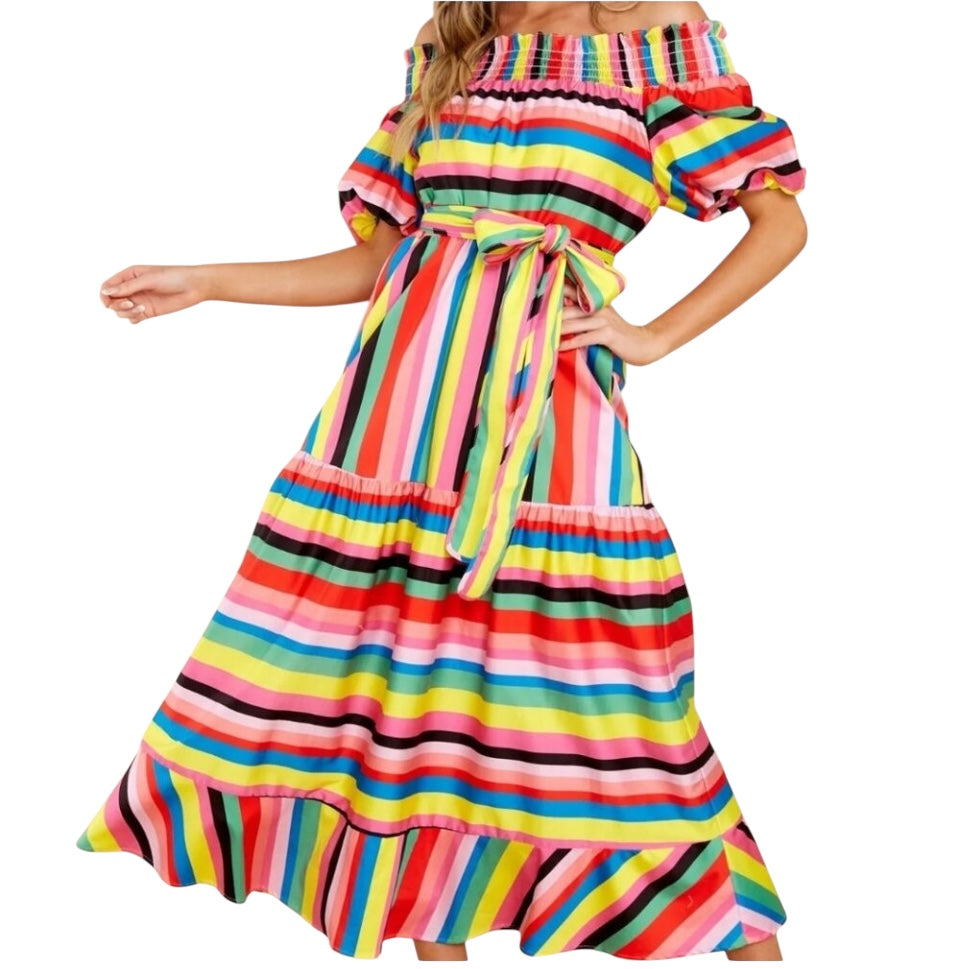 NWT Crosby Multicolor Stripe dress w/ belt sz L