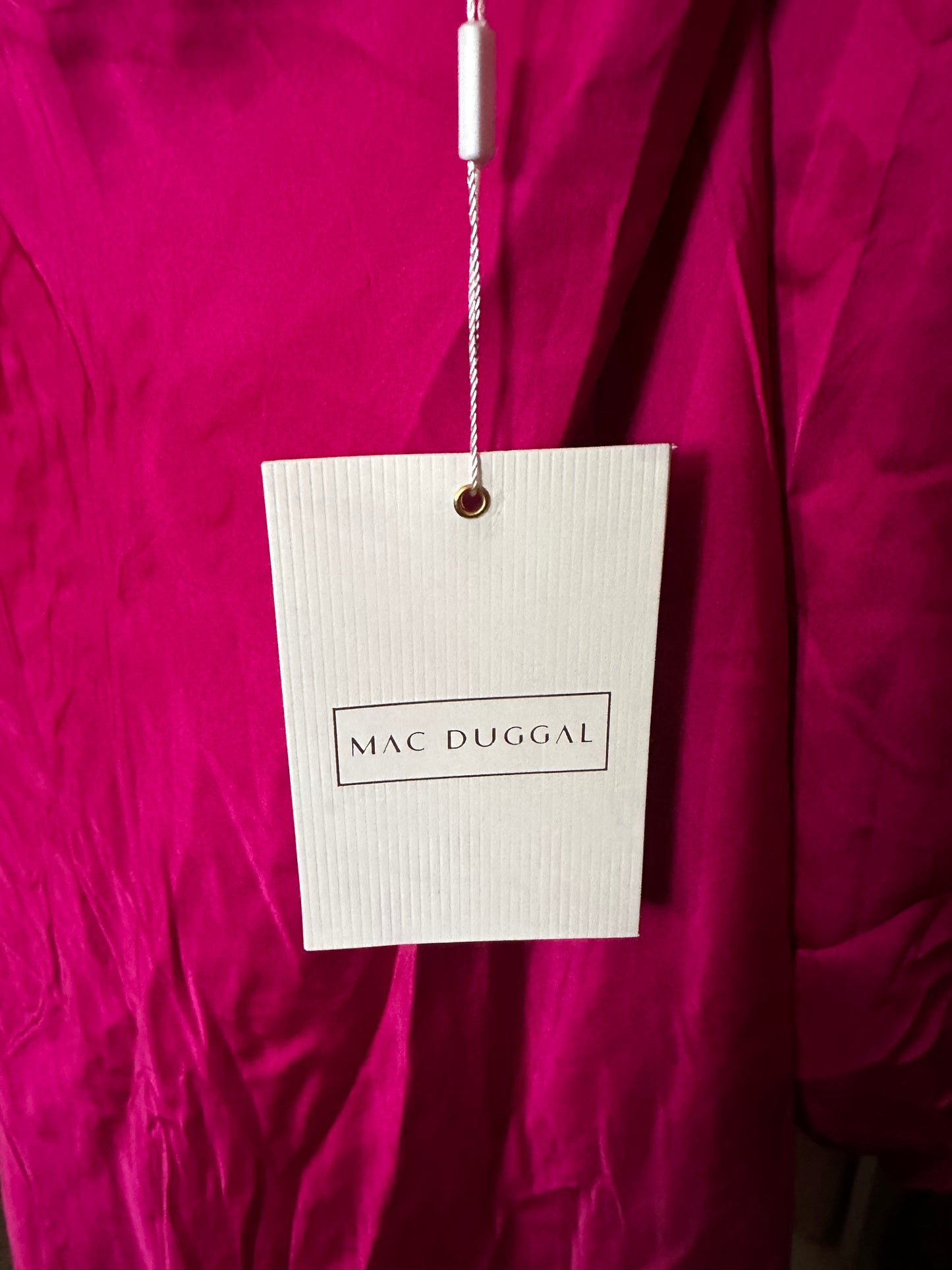 Mac Duggal Sweetheart Neck Long Puff Sleeve Satin Gown Size 12