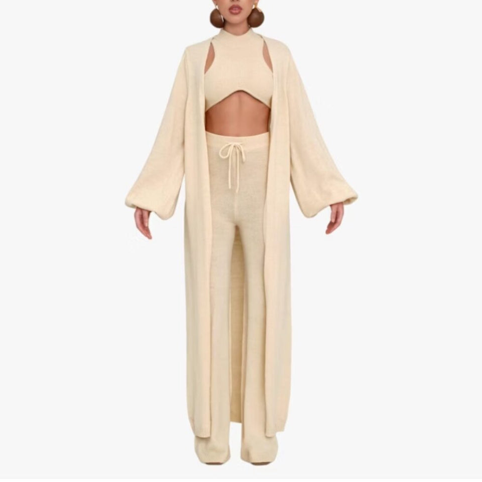 Andrea Iyamah Ivory knit cardigan sz S/M fits up to L