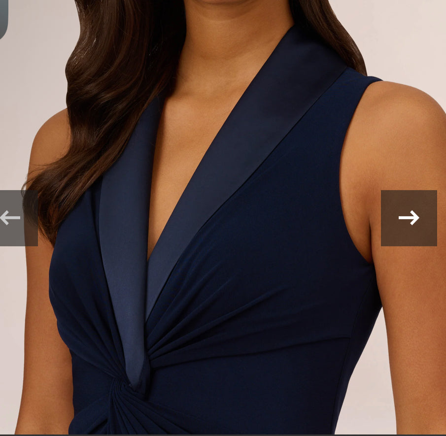 Adriana Papell Navy tuxedo gown sz 16