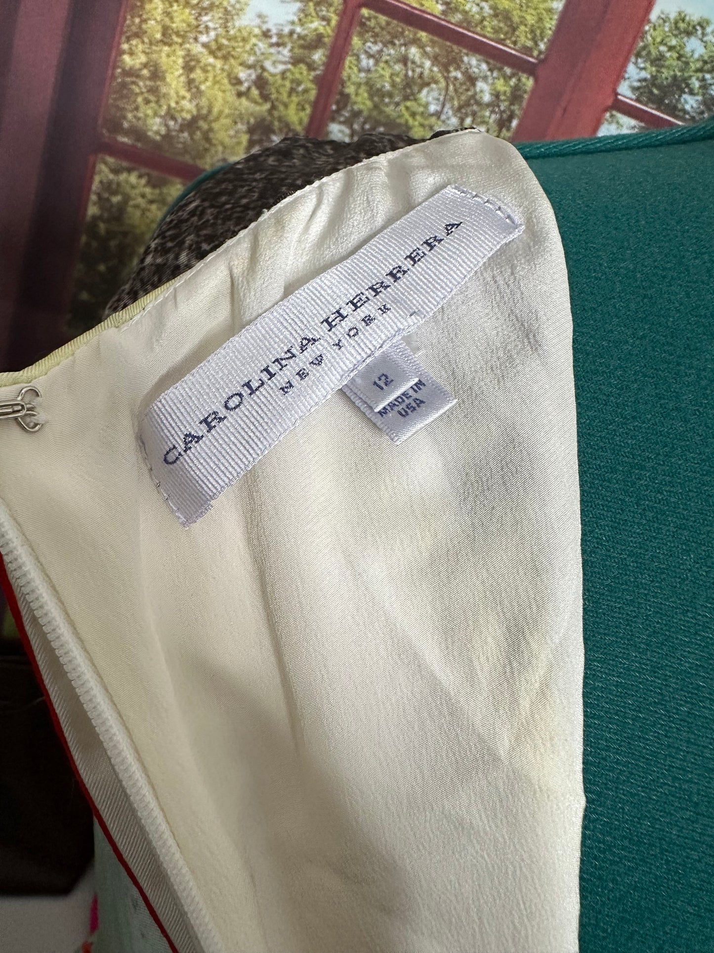 Carolina Herrera Printed Midi Length A-line Dress without belt sz 12