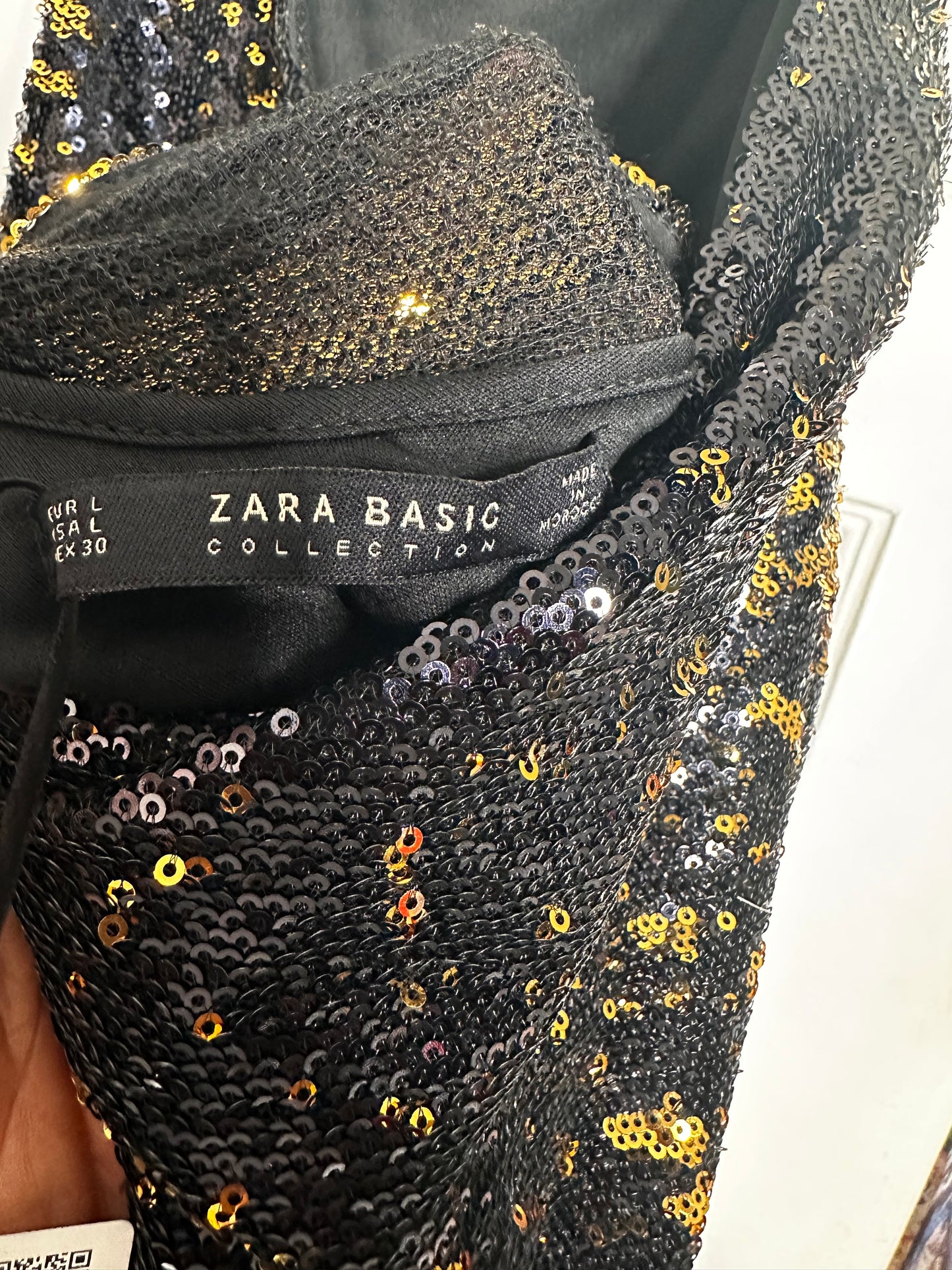 Zara Basic black & Gold button down dress