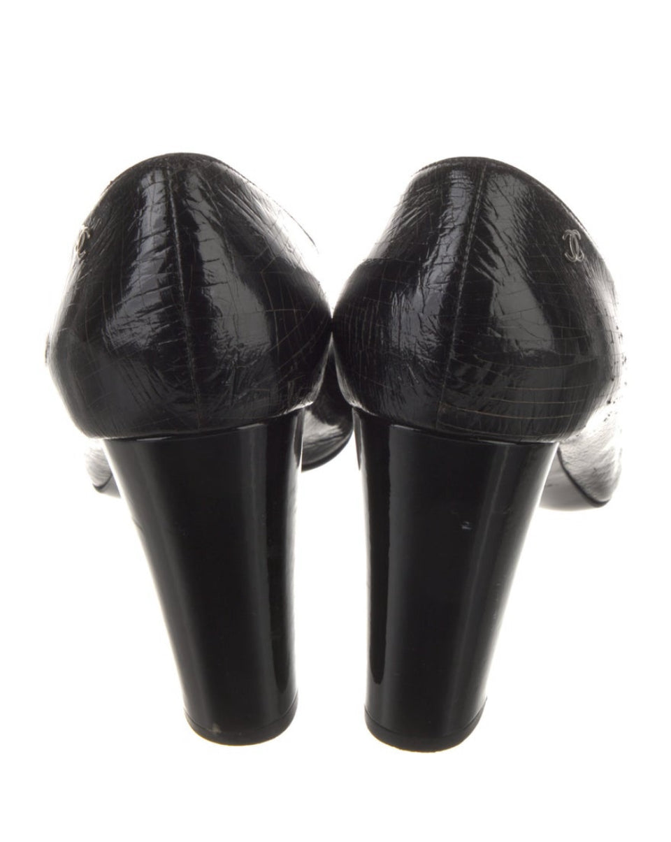 Chanel Black Patent Leather Pump Sz 41/11
