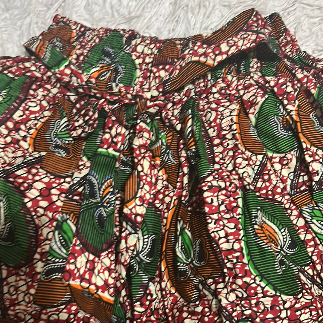 African brown mini skirt OS