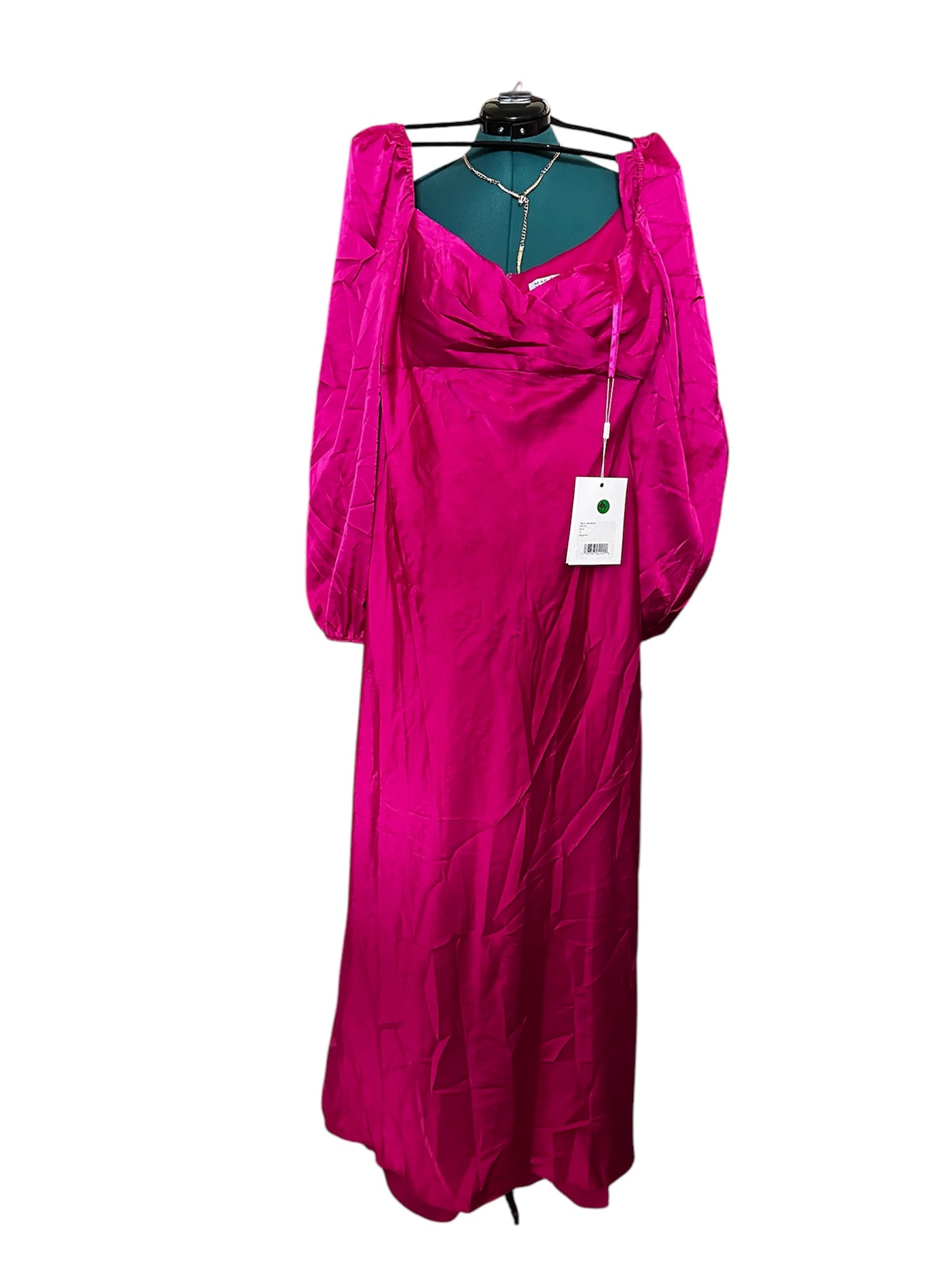 Mac Duggal Sweetheart Neck Long Puff Sleeve Satin Gown Size 12