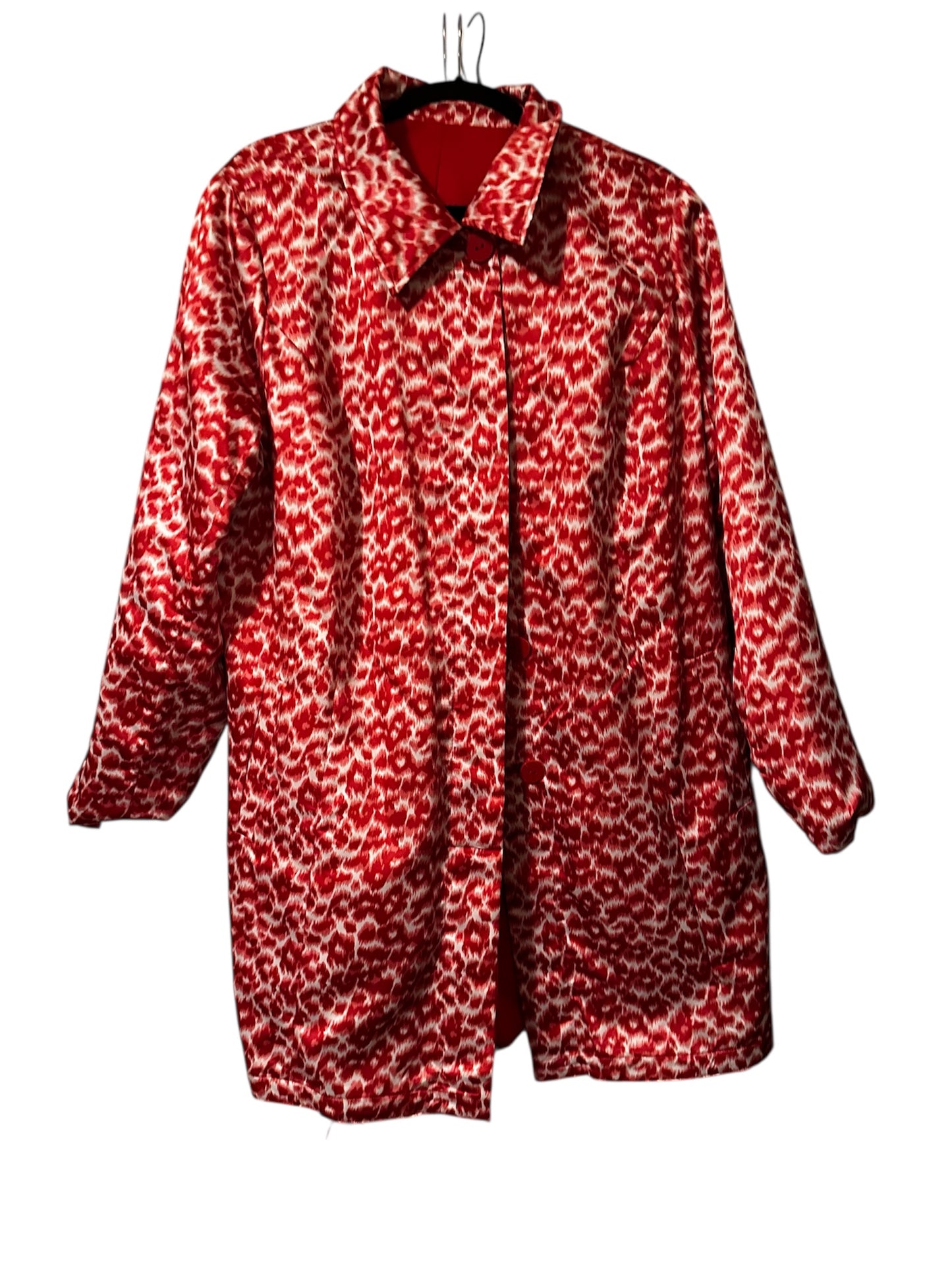 Dennis Basso Reversible Orange/White Print Trench Jacket sz 1X