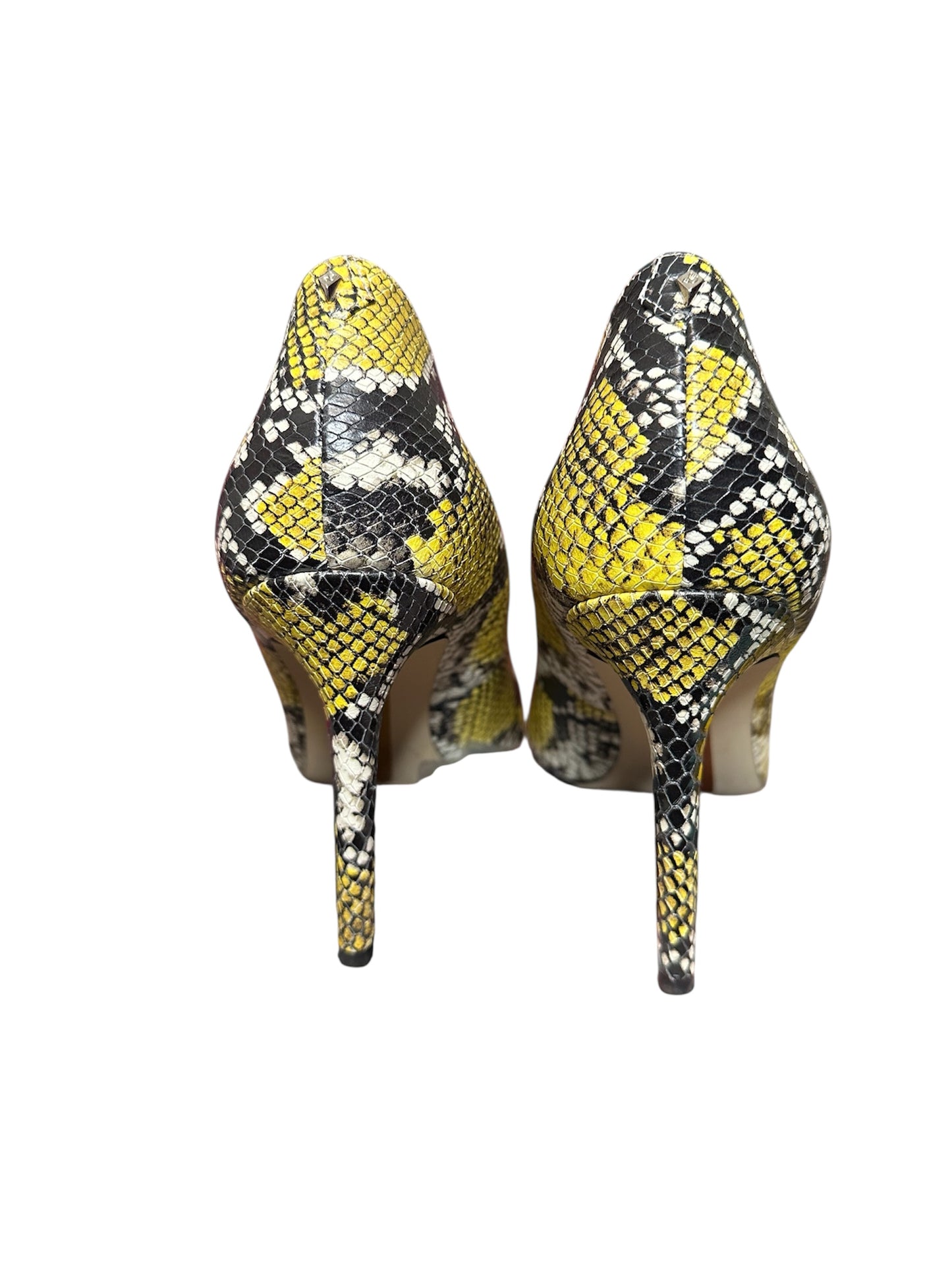 Sam Edelman, Hazel, yellow and black snake print leather pumps size 11