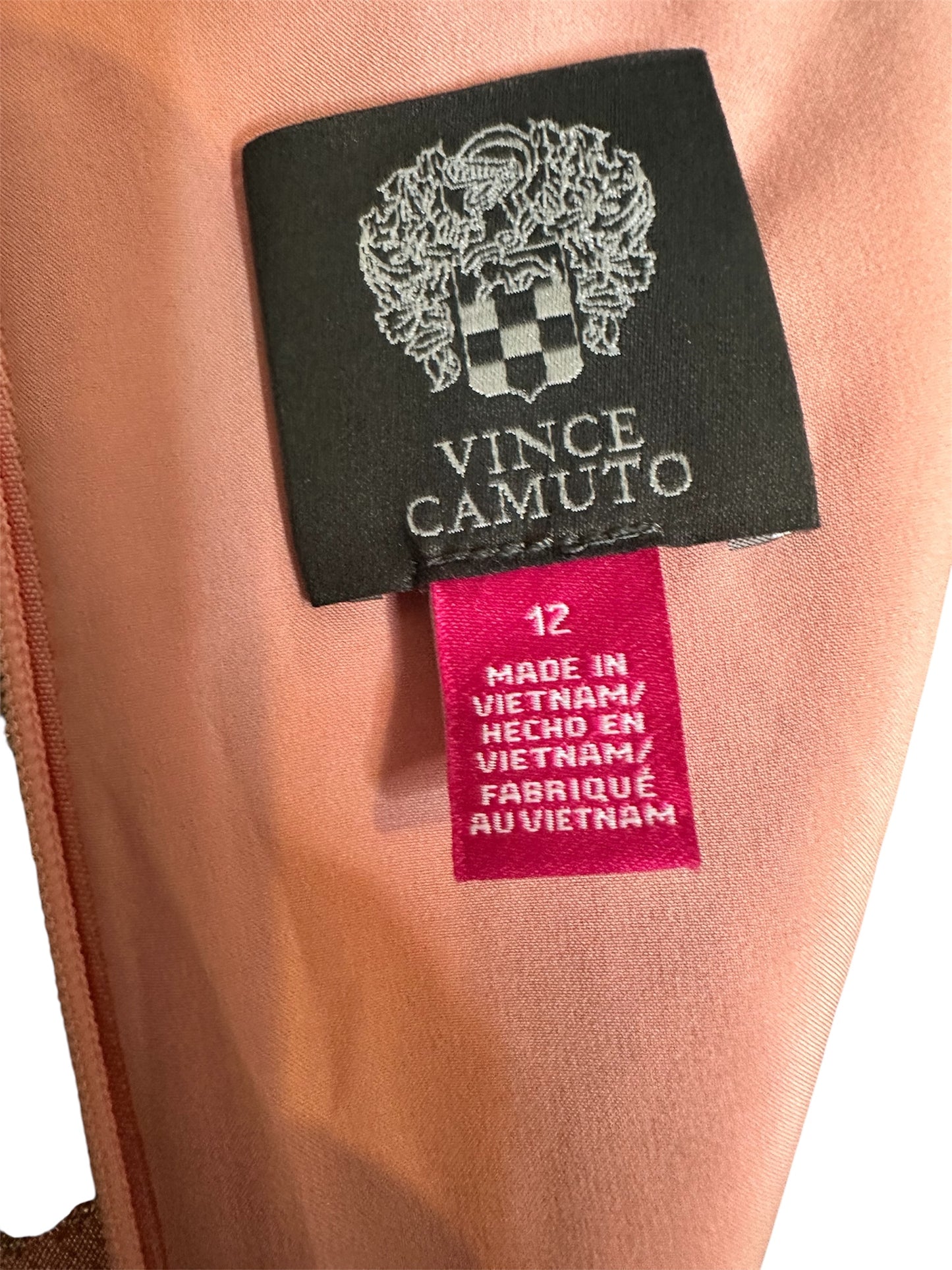 NWT Vince Camuto CrissCross Bodice Peach Jacquard Dress w/ pockets sz 12