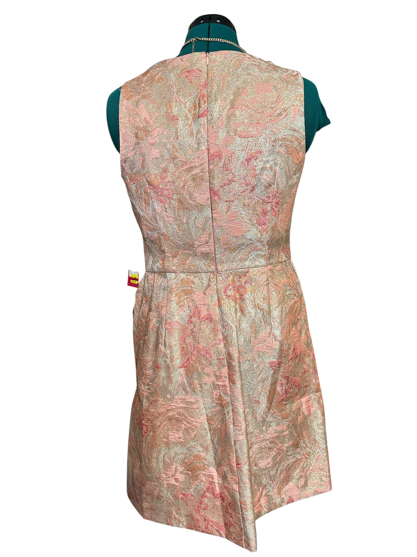 NWT Vince Camuto CrissCross Bodice Peach Jacquard Dress w/ pockets sz 12