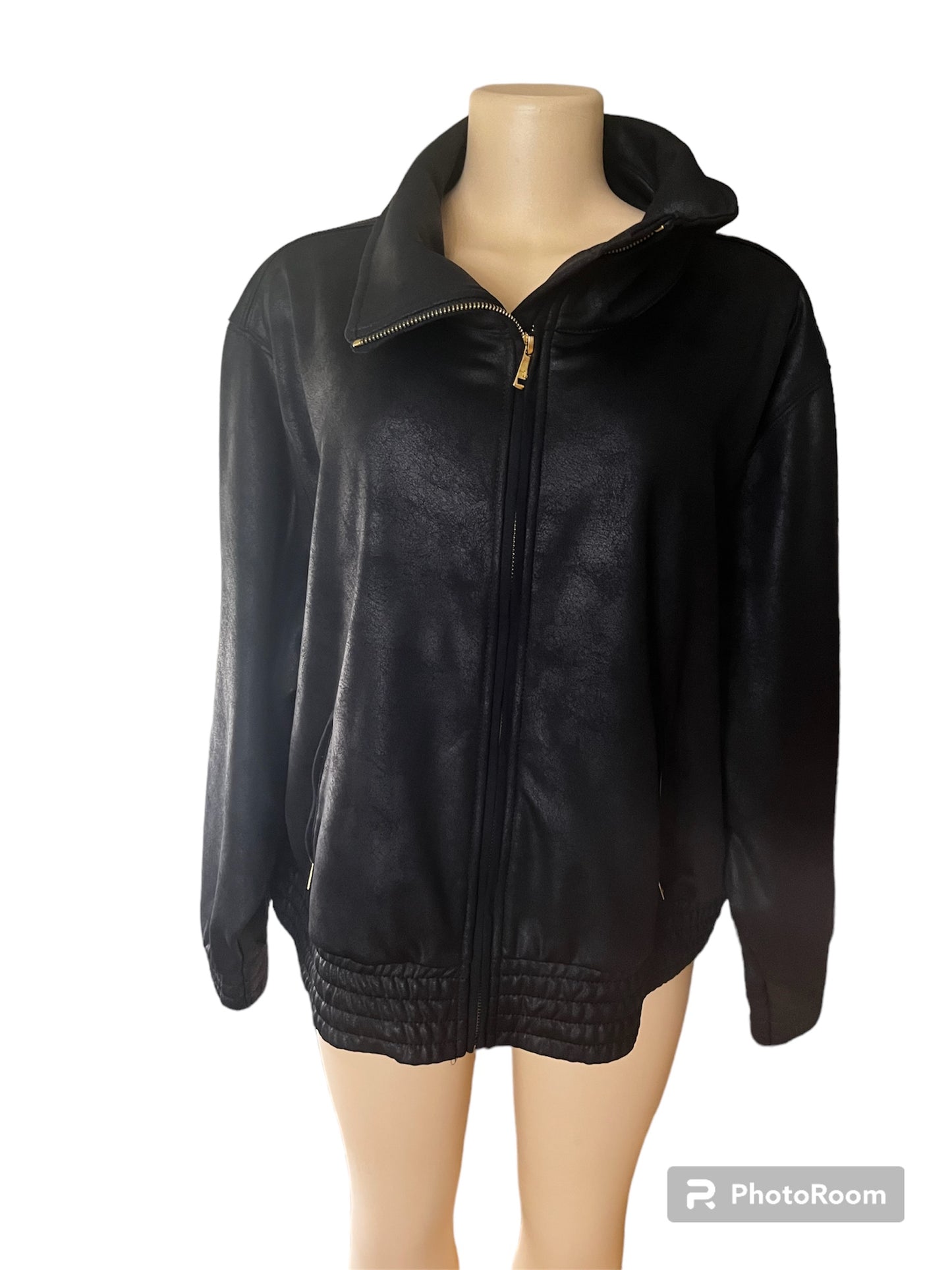RL black zip jacket, elastic waist sz 2X