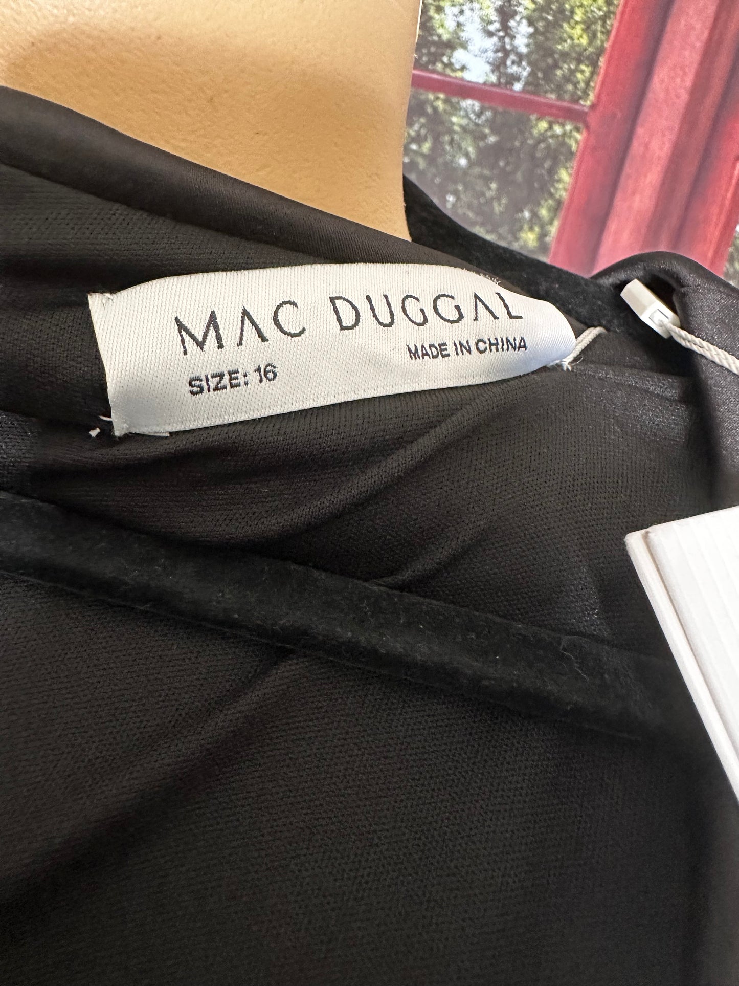 NEW w/ Tags Mac Duggal Black Long Sleeve Wrap Gown sz 16