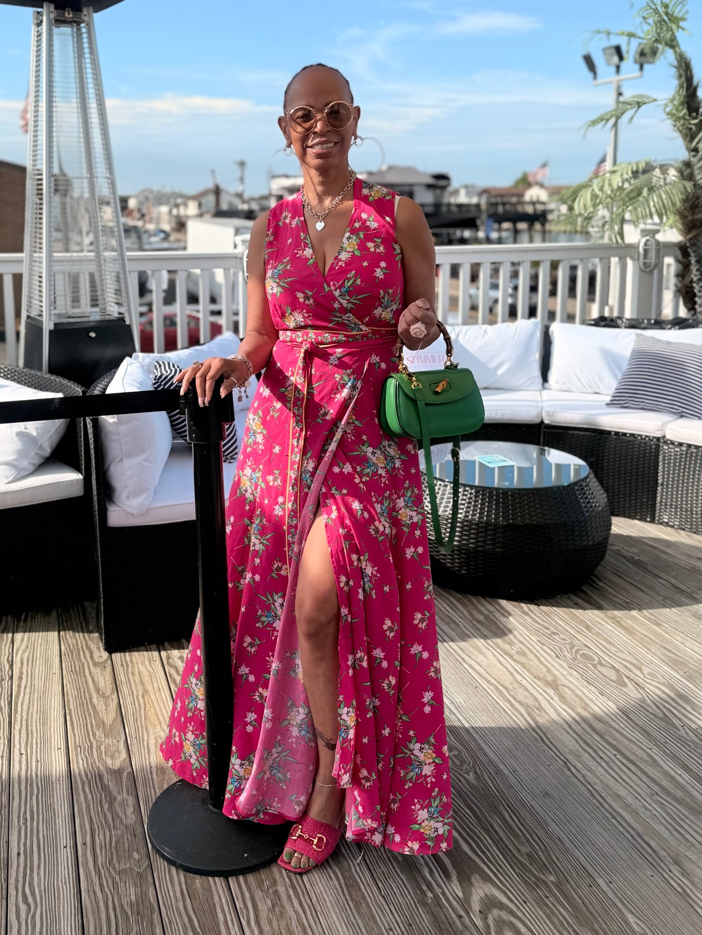 New York & Co. Pink Floral wrap maxi dress