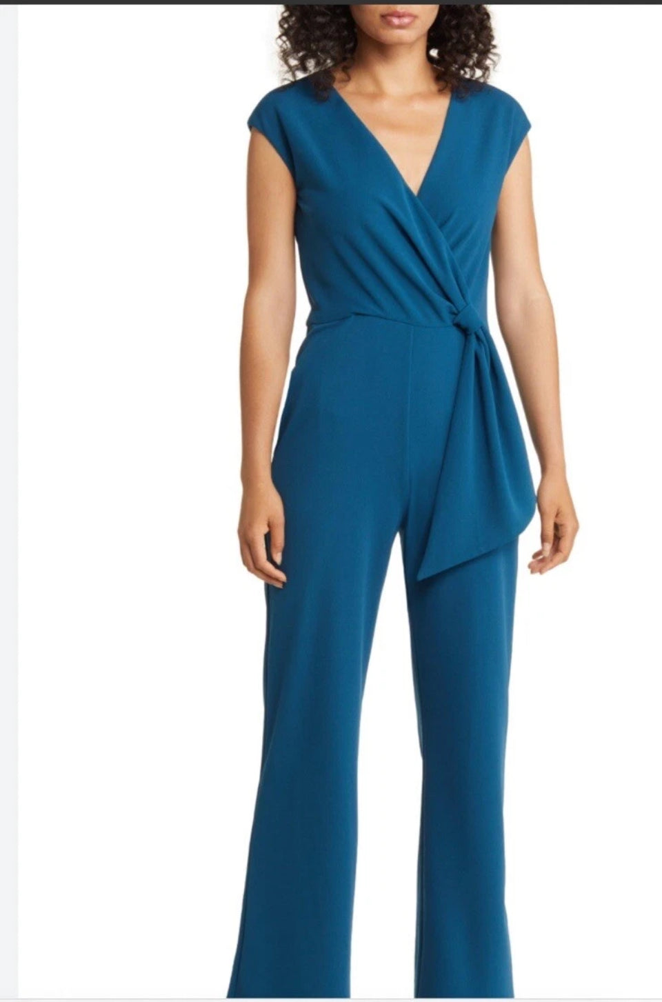 London Times Preloved Teal Blue Jumpsuit Sz 10