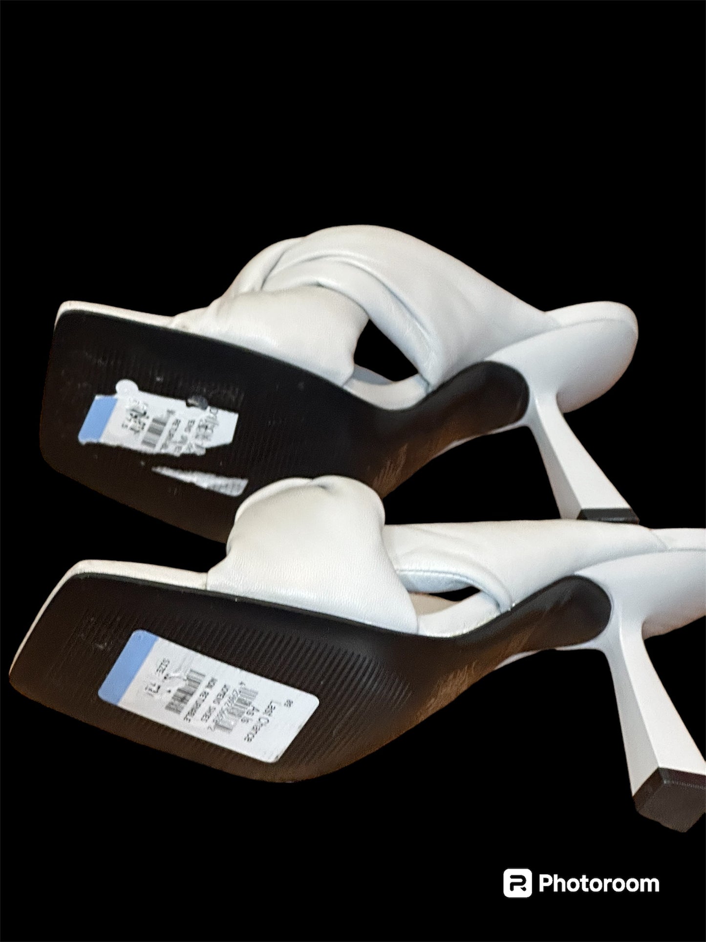 NEW Marc Fisher Gray Knot Dellian Square Toe Slip On Leather sandal sz 7.5