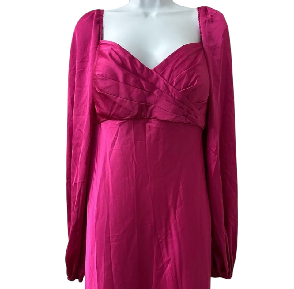 Mac Duggal Sweetheart Neck Long Puff Sleeve Satin Gown Size 12