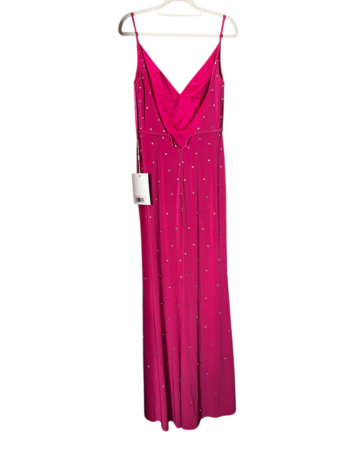 NWT Mac Duggal Pink rhinestone embellished sleeveless V-neck gown, size 4