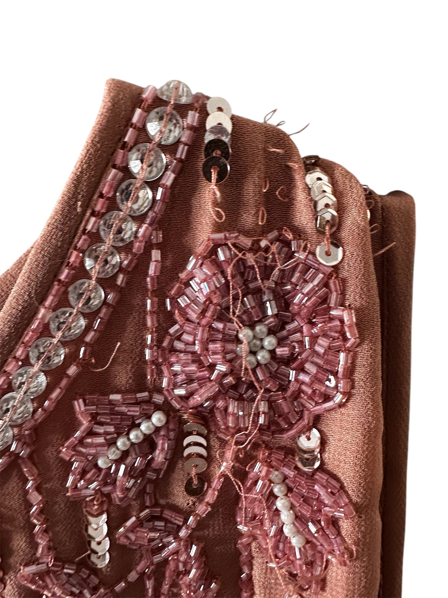 NEW NWT Mac Duggal Striped Floral Embellished Sleeveless Midi Dress In Rose Pink sz 14