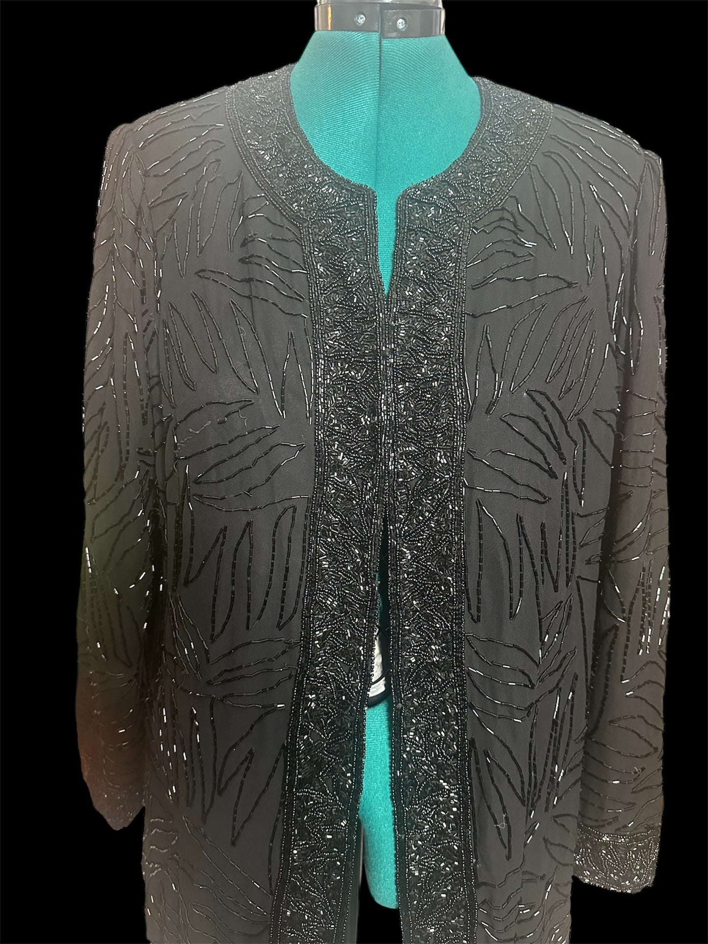 Brillante black beaded jacket sz XL