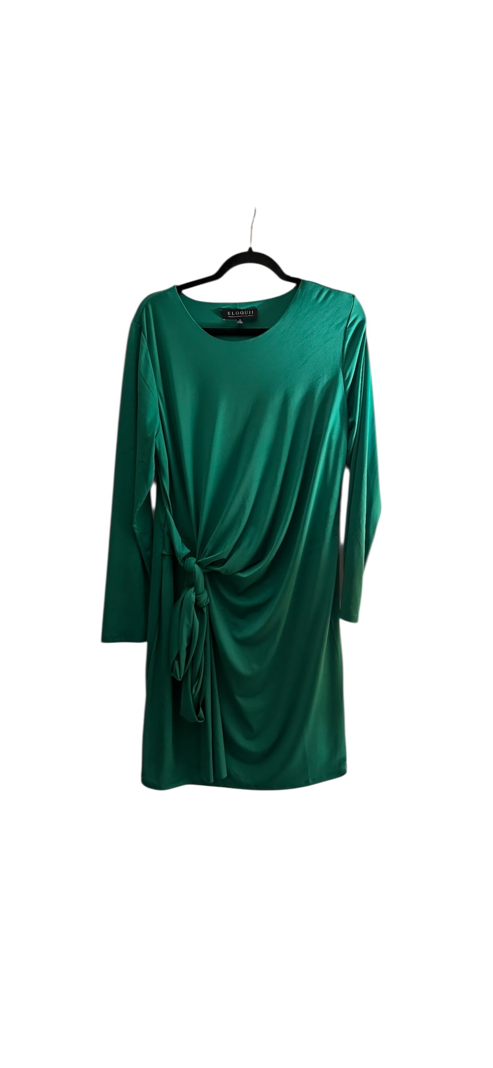 Eloquii Tie Front Matte Jersey Emerald Green Bodycon Dress Size 14.