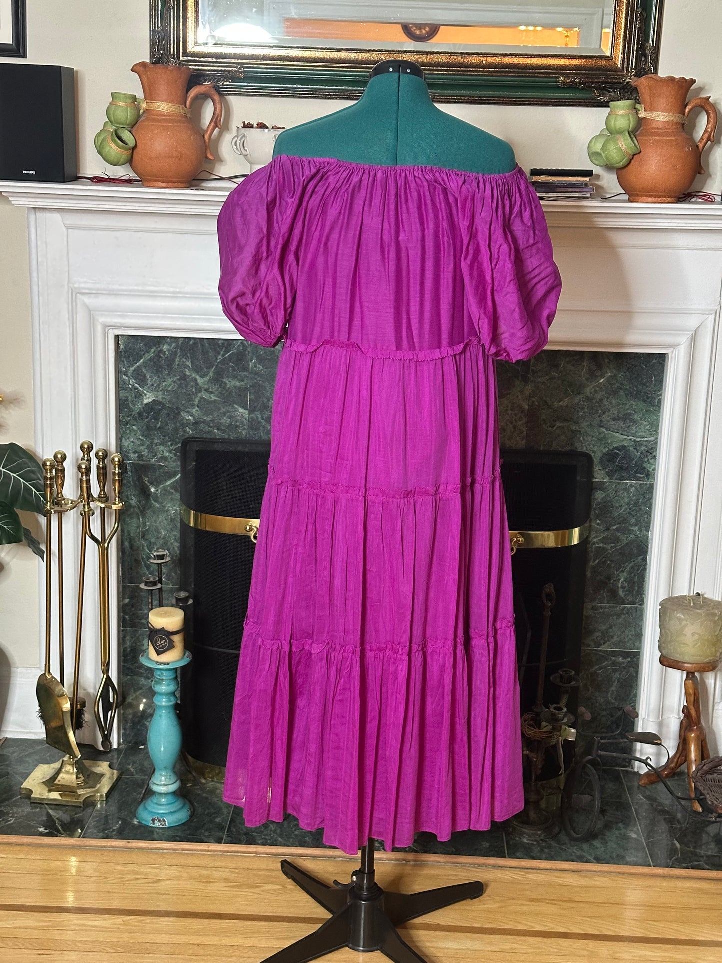 Antonio Melani Rosalia Puff Sleeve Midi Swing Dress sz L