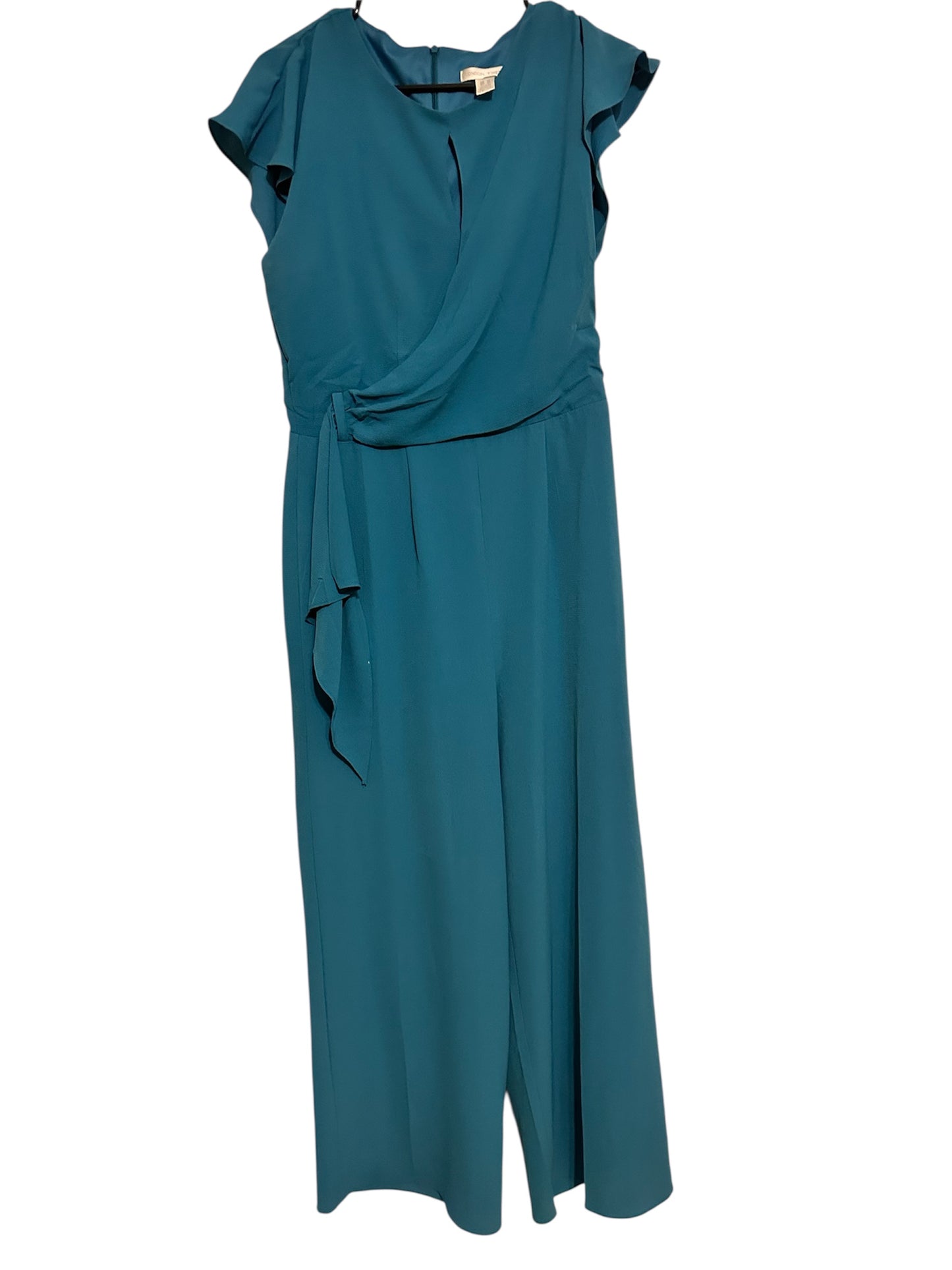 London Times Preloved Teal Blue Jumpsuit Sz 10