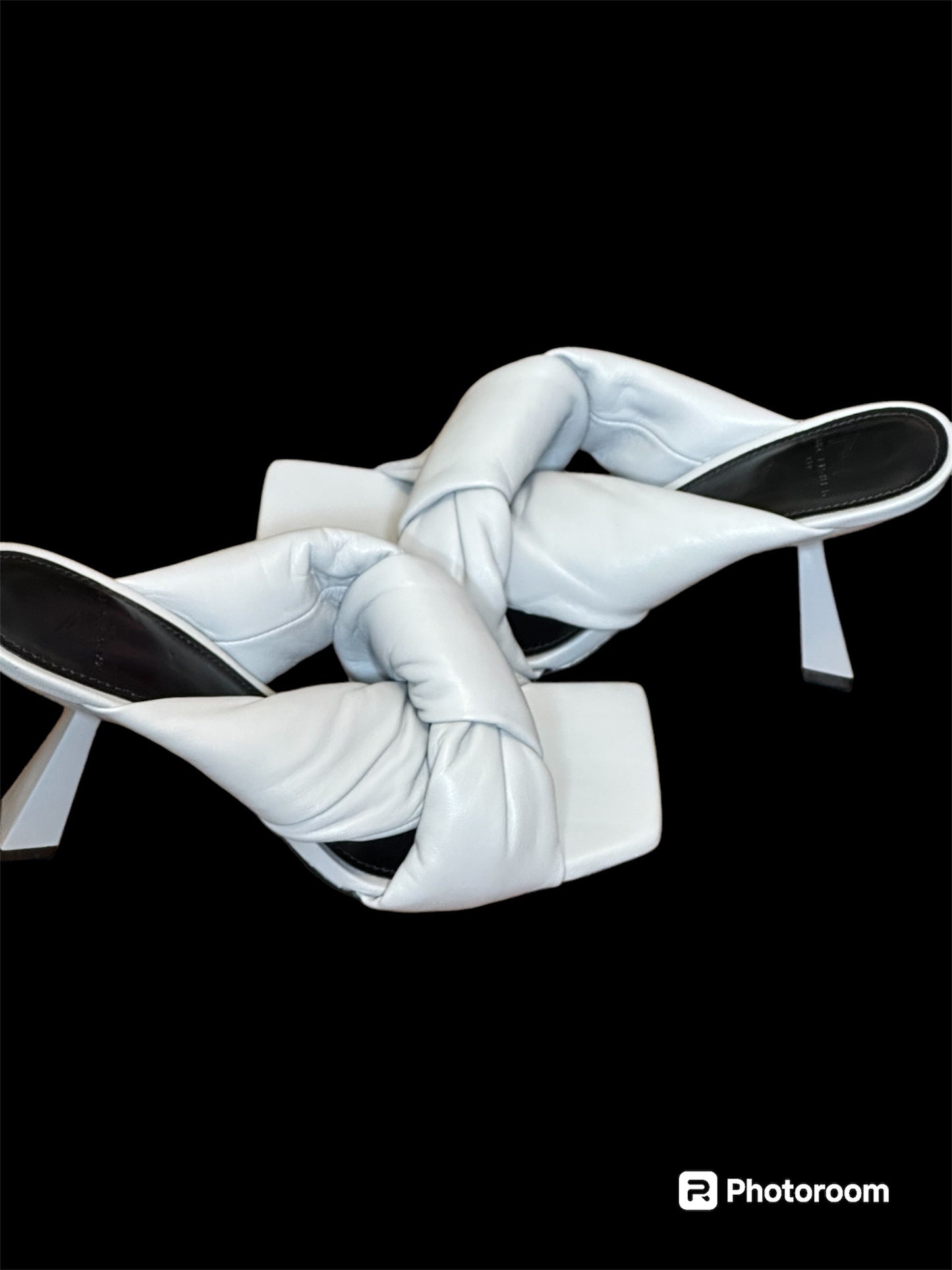 NEW Marc Fisher Gray Knot Dellian Square Toe Slip On Leather sandal sz 7.5