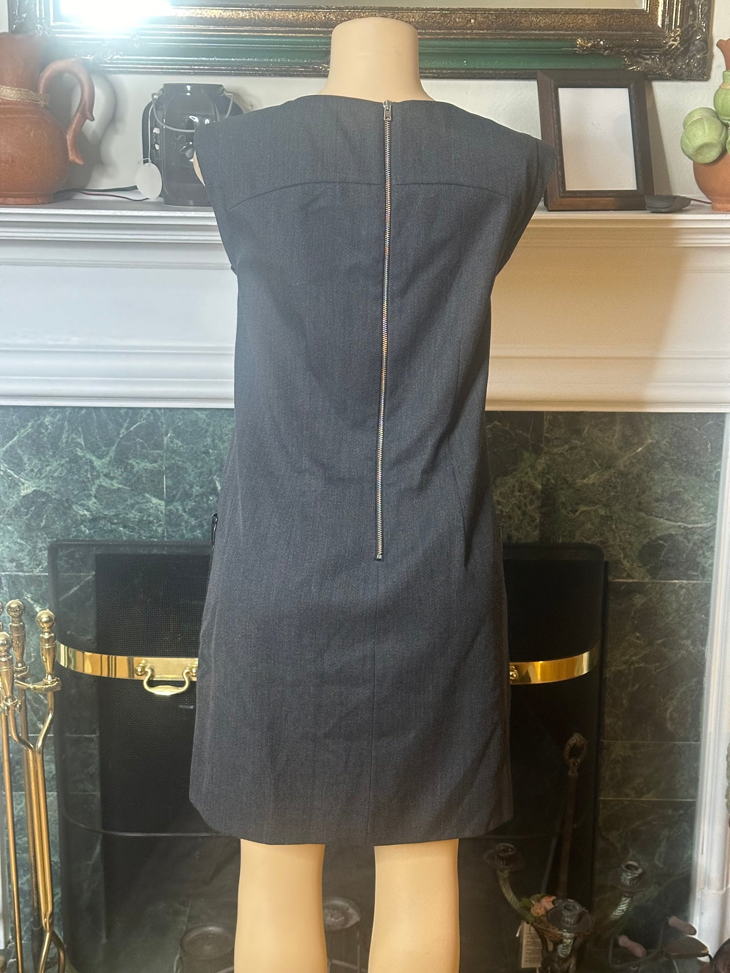 J Crew grey dress w/ faux leather pockets sz 6