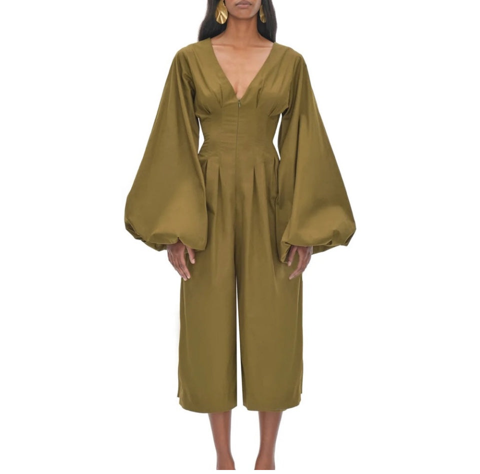 NEW Andrea Iyamah Olive Green Culotte Jumpsuit