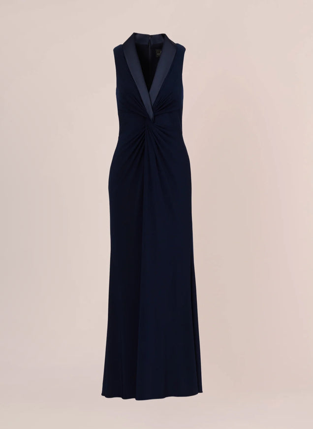 Adriana Papell Navy tuxedo gown sz 16