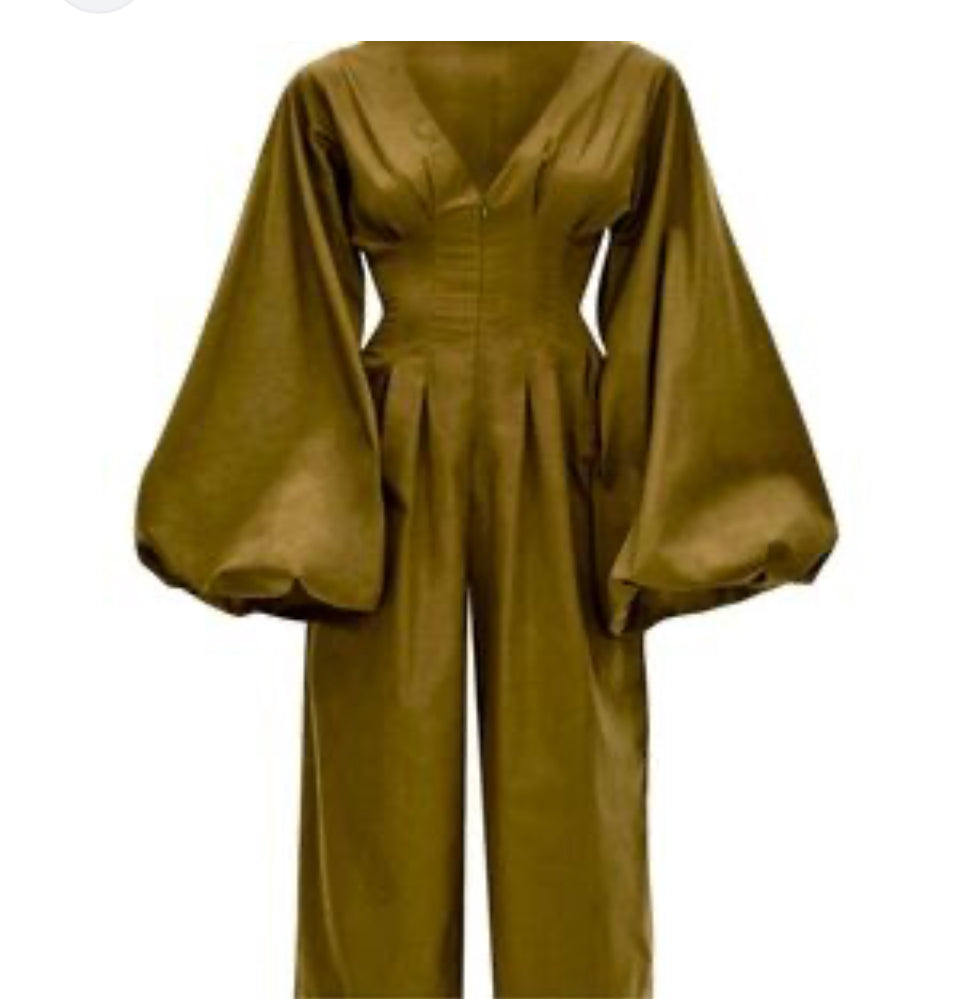 NEW Andrea Iyamah Olive Green Culotte Jumpsuit