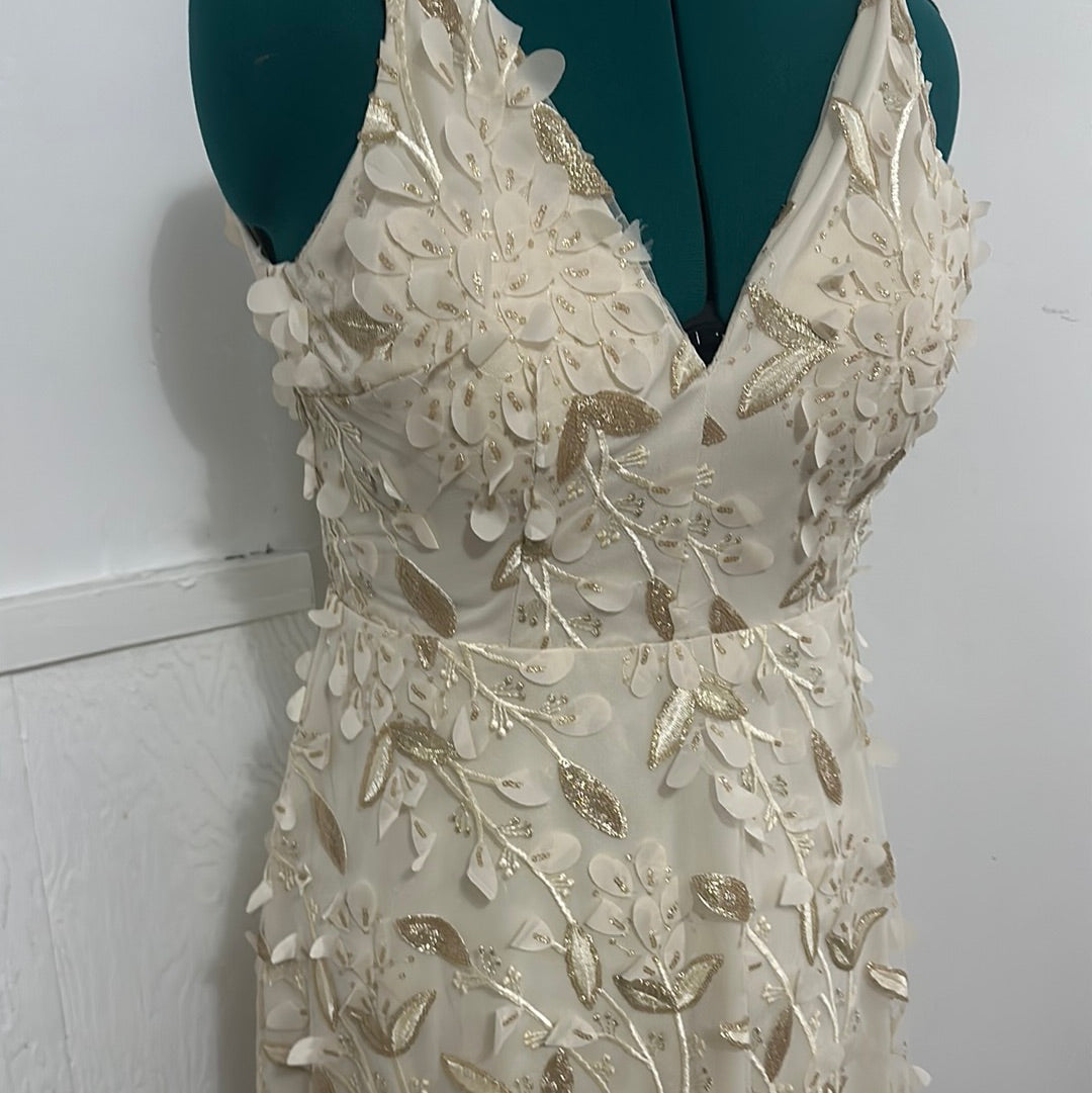 Xscape Floral Metallic Evening Dress Size 8