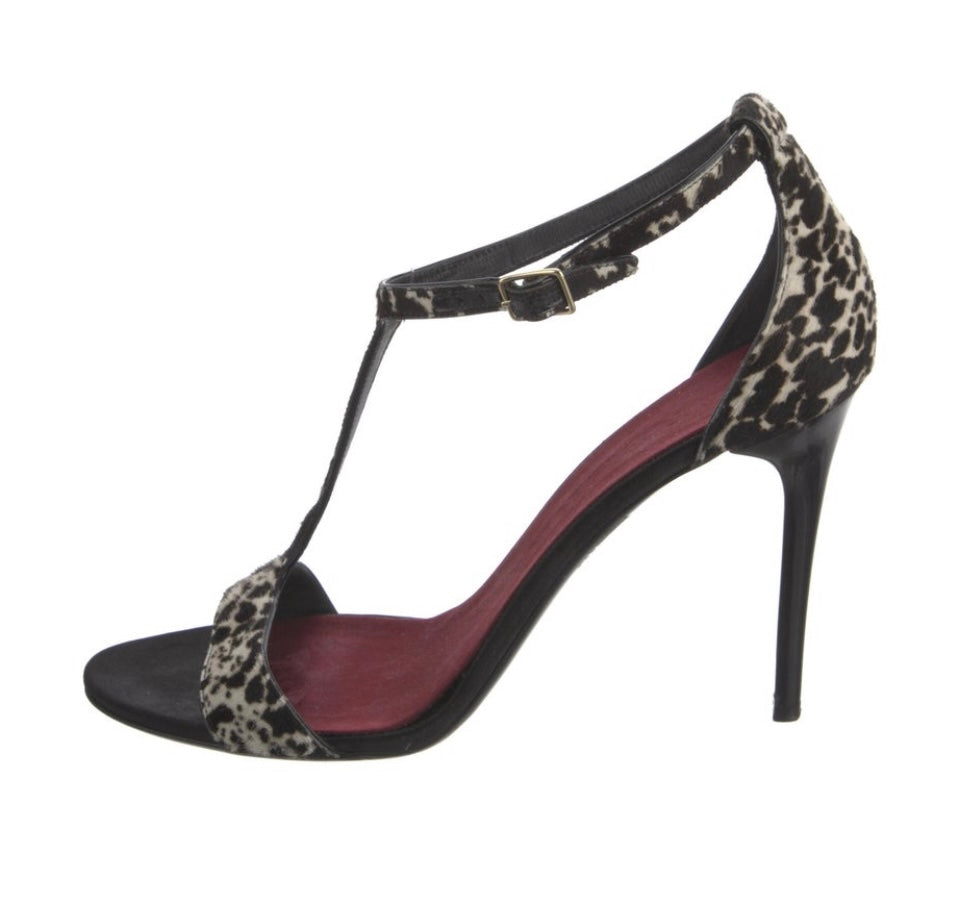 Burberry Ponyhair Leopard Print Sandals sz 41/11