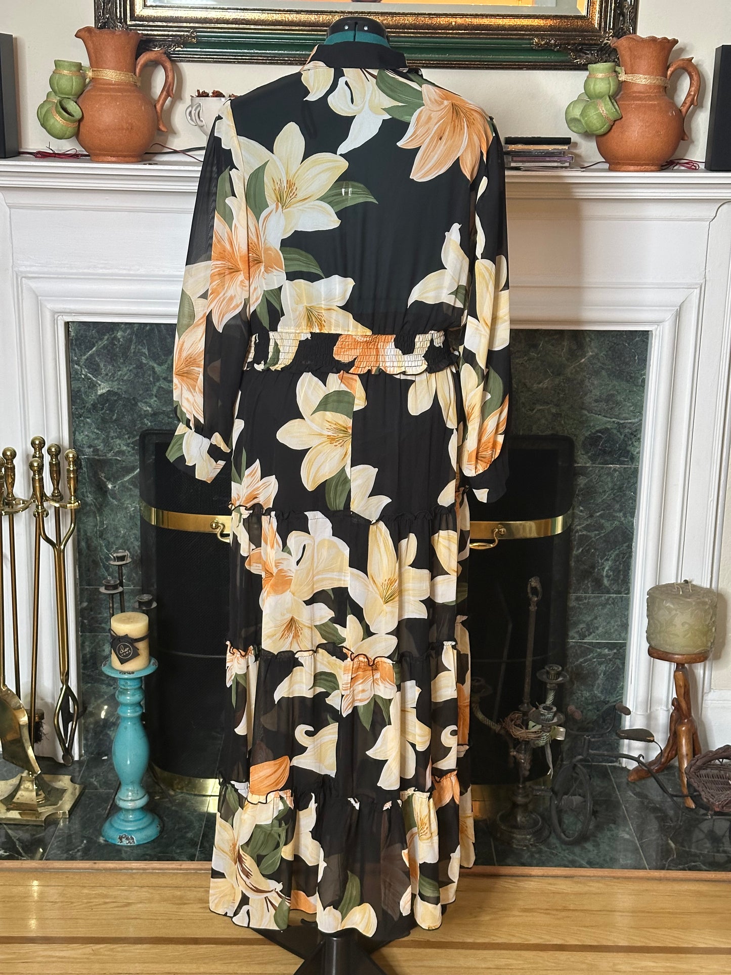 En Focus Fall Colors Maxi Dress sz 14