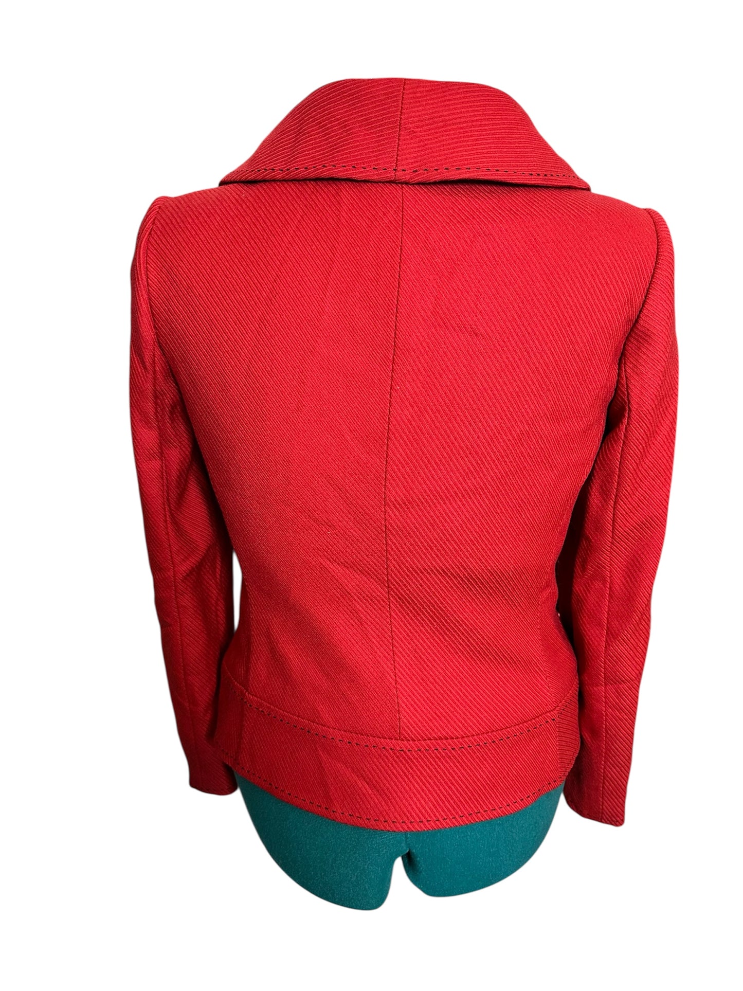 Tahari Scarlet red blazer with button up collar size 6