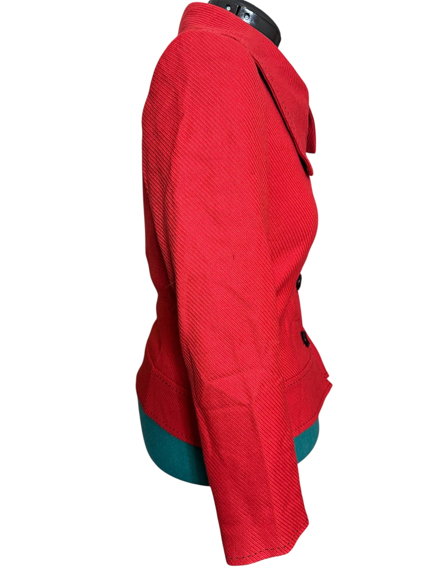 Tahari Scarlet red blazer with button up collar size 6