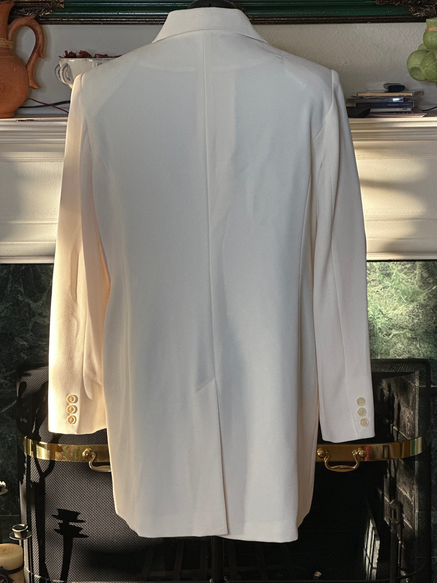 Karen Scott Long Cream Blazer w/ Pockets sz 16